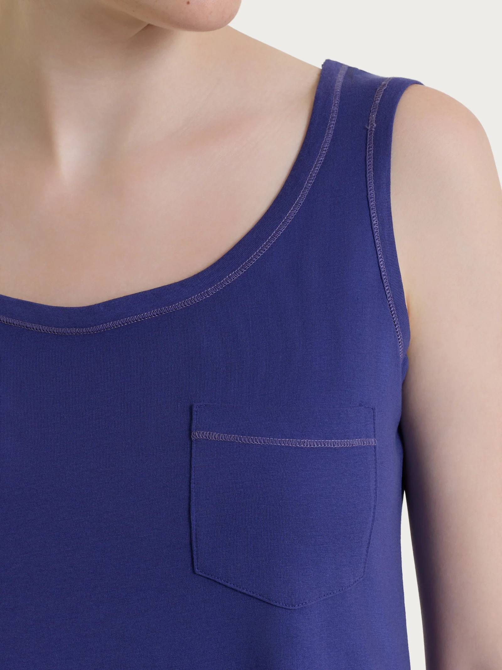Camicia da notte smanicata in Jersey di Cotone - Navy Blue - Image 3