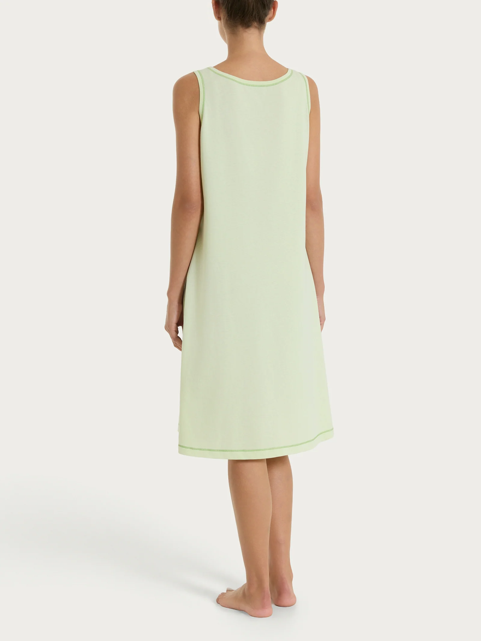 Camicia da notte smanicata in Jersey di Cotone - White Jade - Image 3