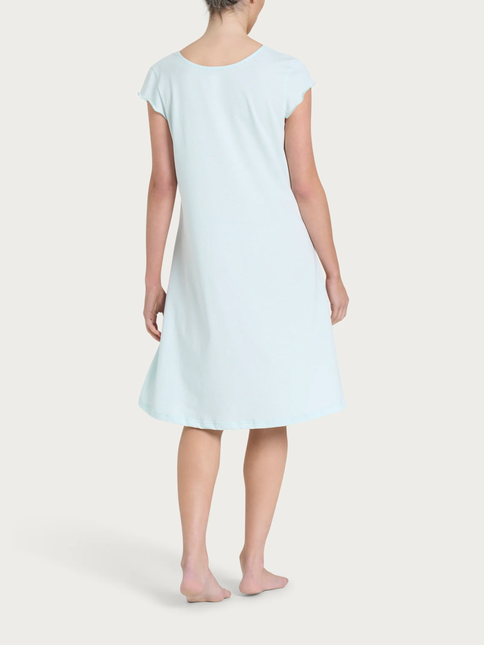Camicia da notte tinta unita con scollo a V in Jersey di Cotone - Salt Air - Image 2
