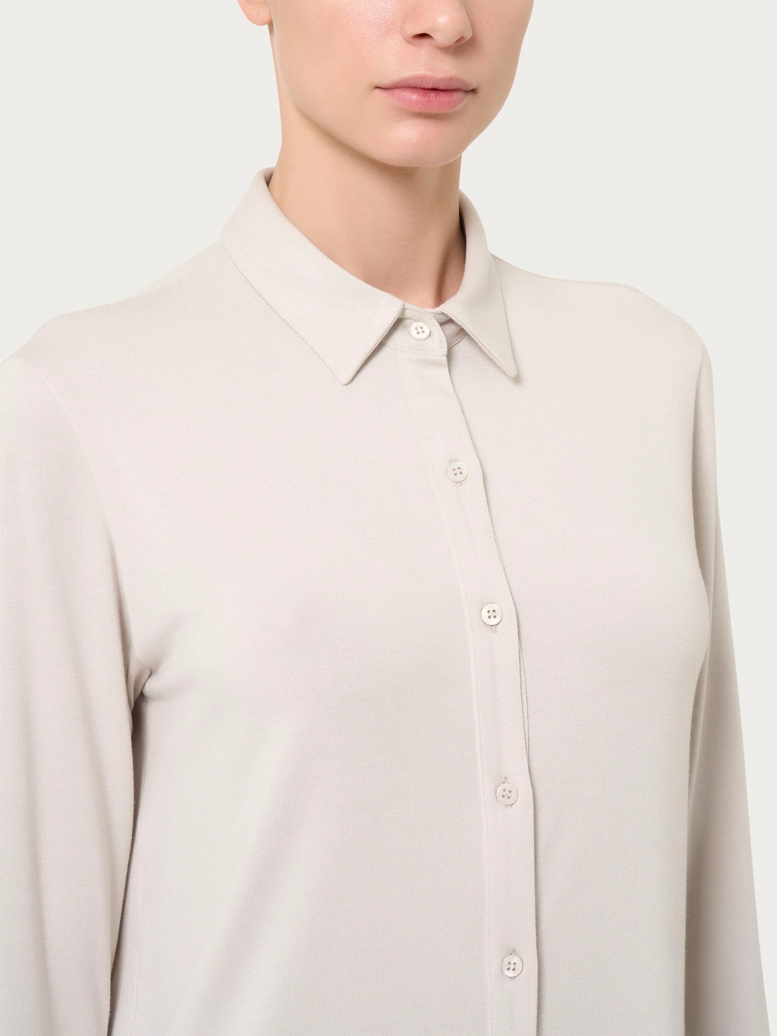 Camicia in Eco Viscosa - Champignon - Image 3