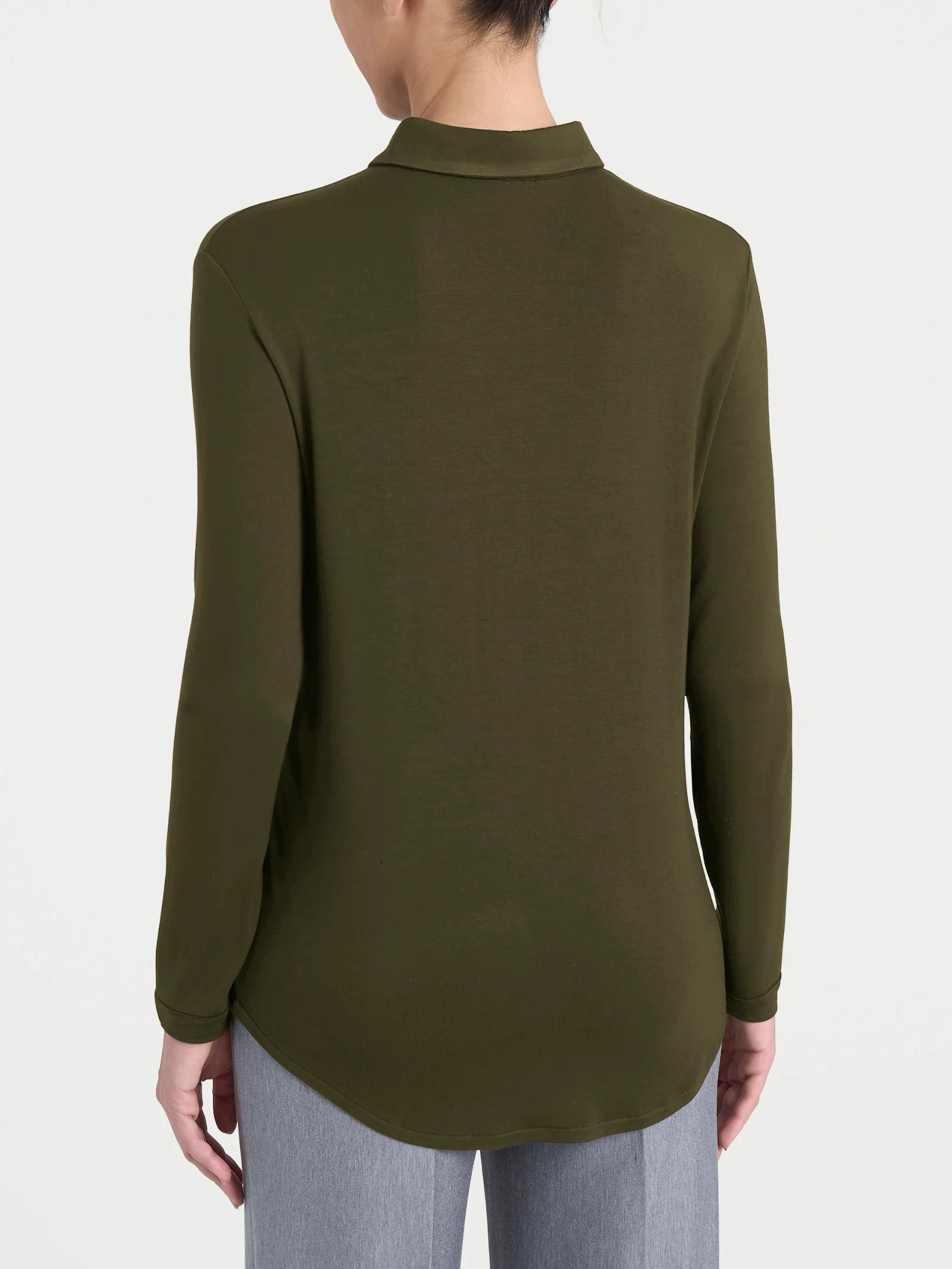 Camicia in Eco Viscosa - Dark Olive - Image 2