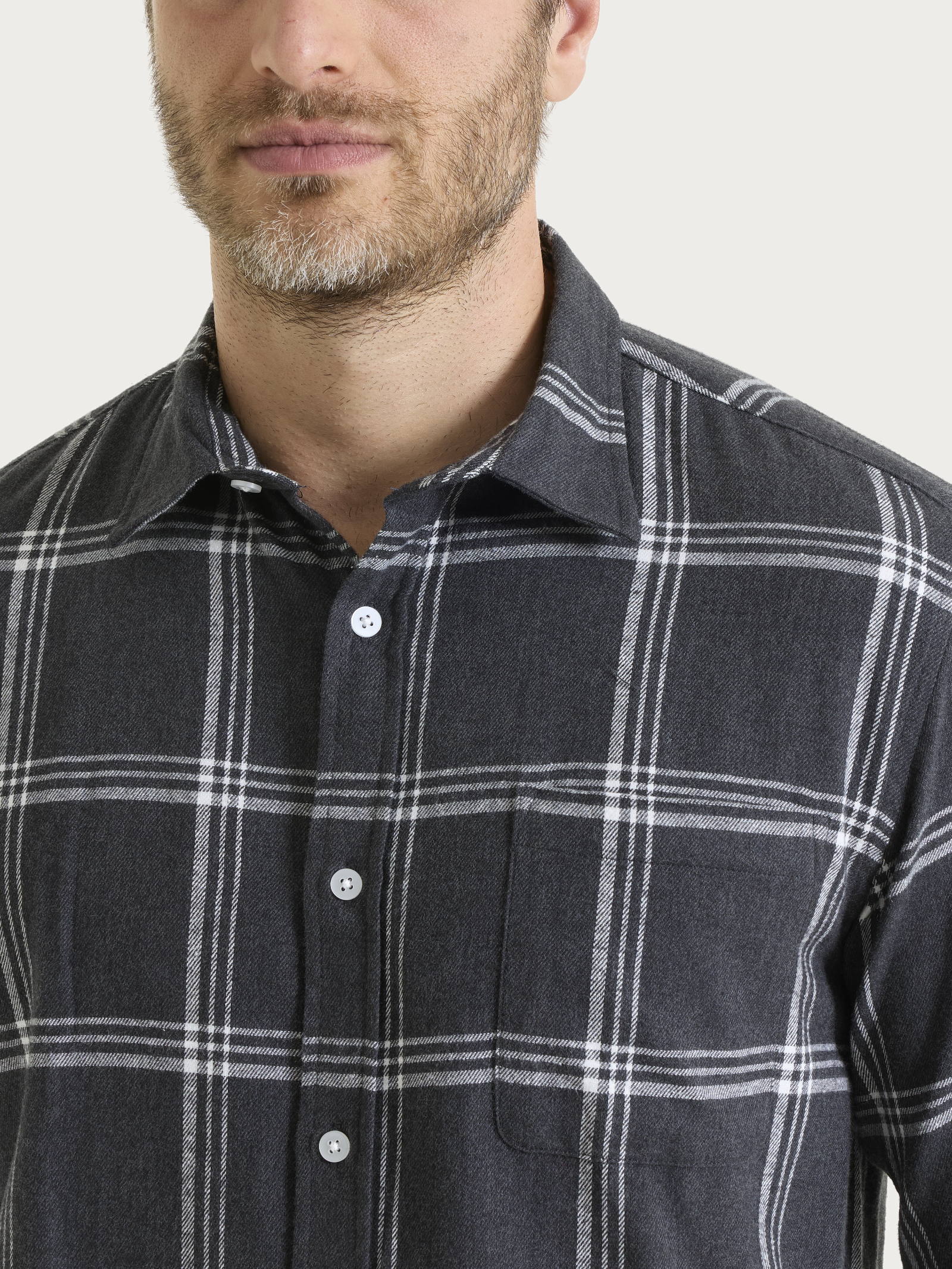 Camicia tartan in Cotton Flannel - Fant.Antracite - Image 3