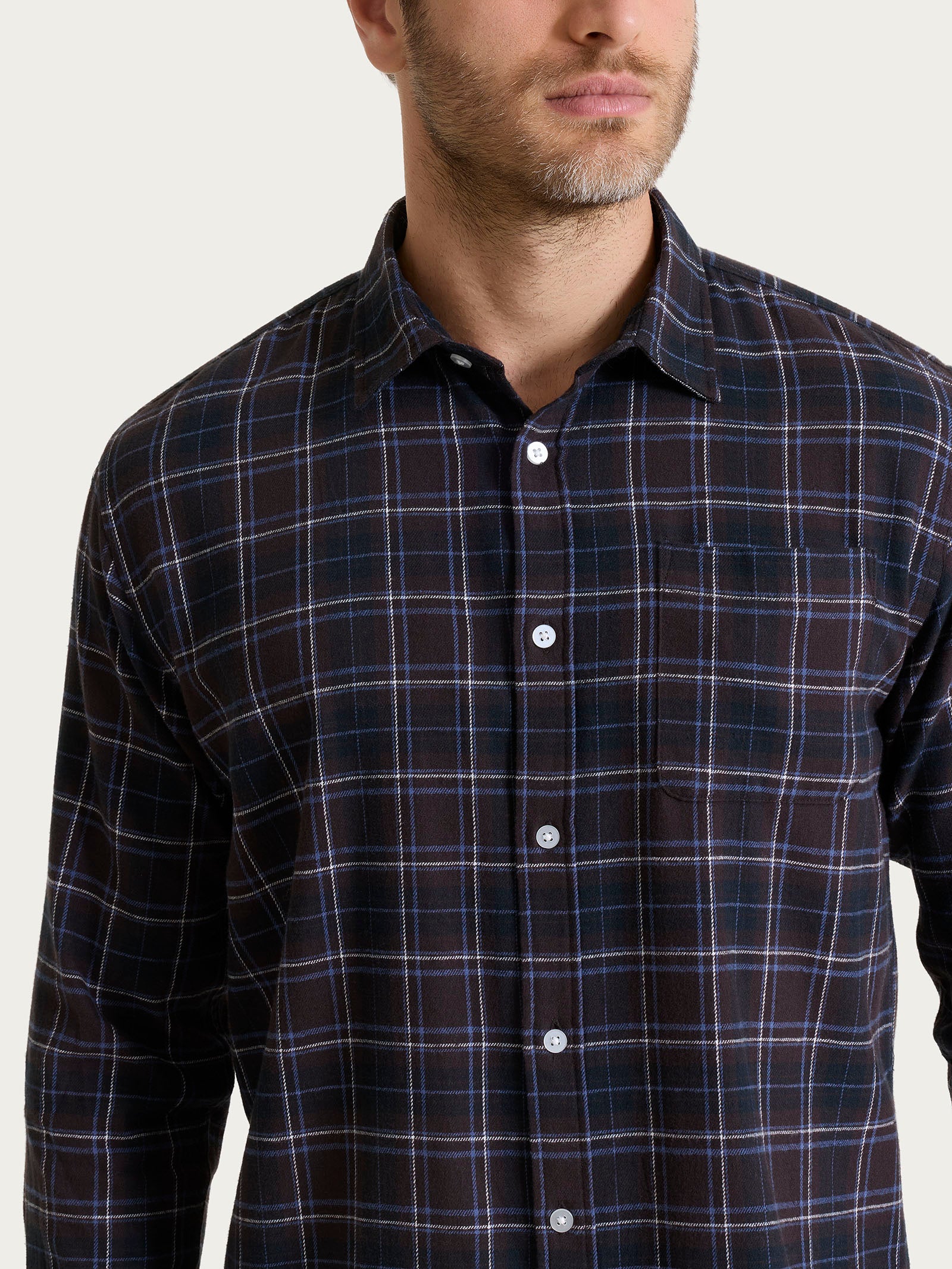 Camicia tartan in Cotton Flannel - Fant. Chocolate Torte - Image 3