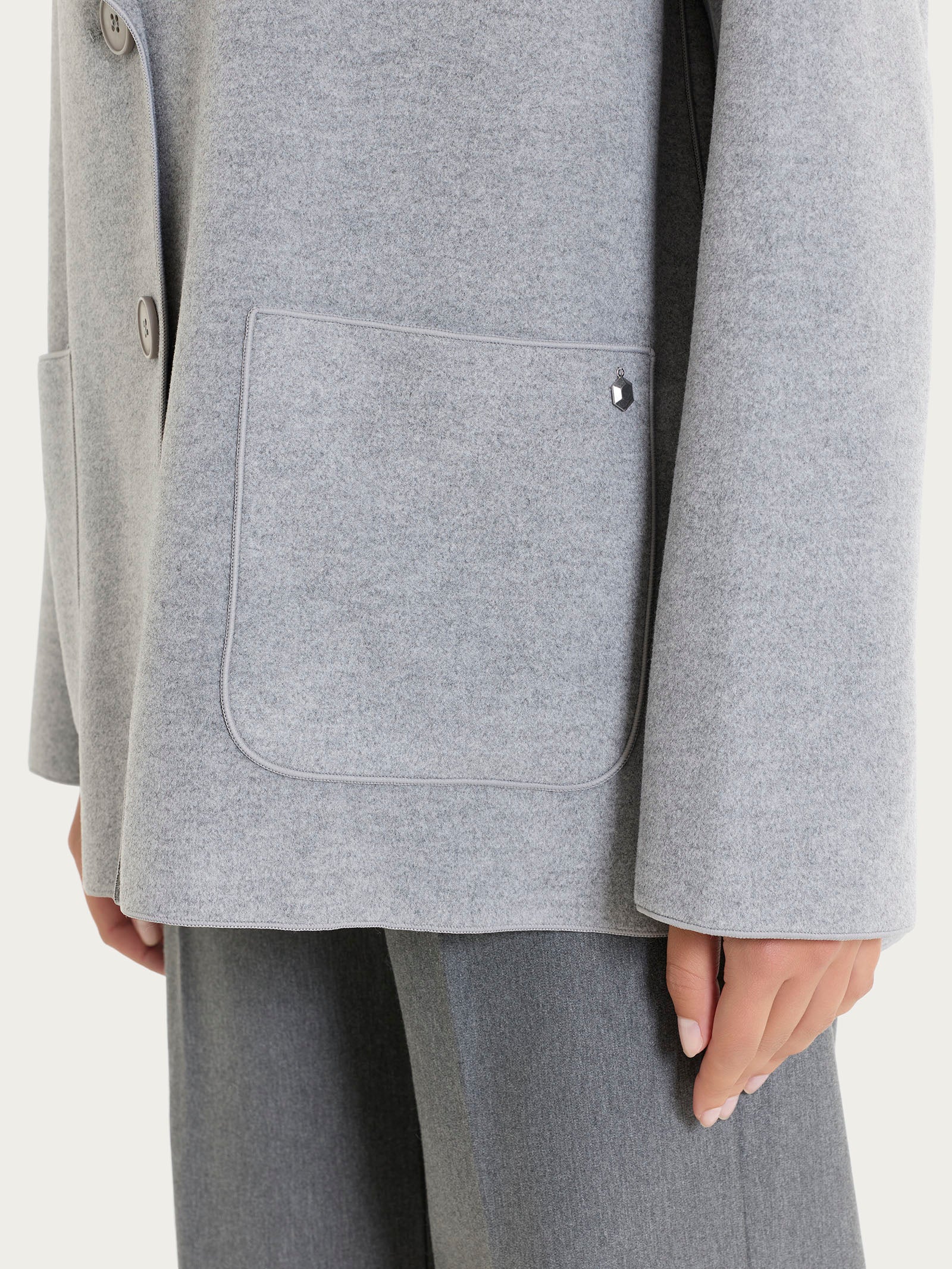 Cappotto caban in Vegan Wool - Grigio Mel. - Image 3