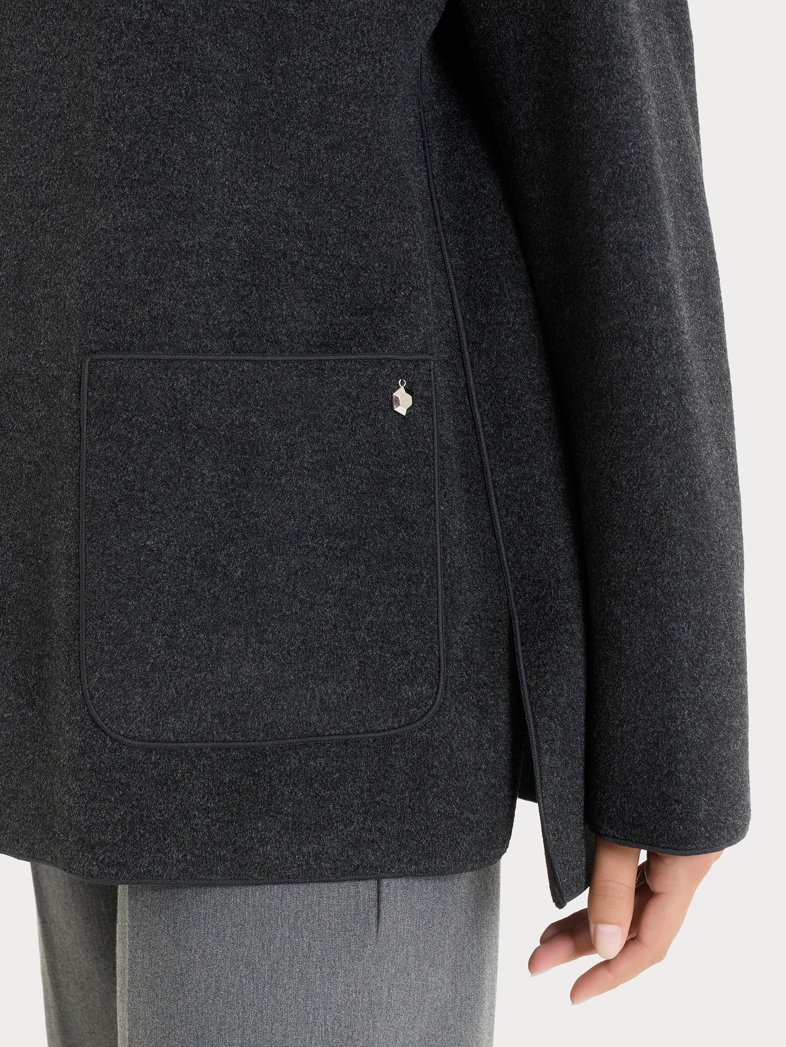 Cappotto caban in Vegan Wool - Oscuro Mel. - Image 3