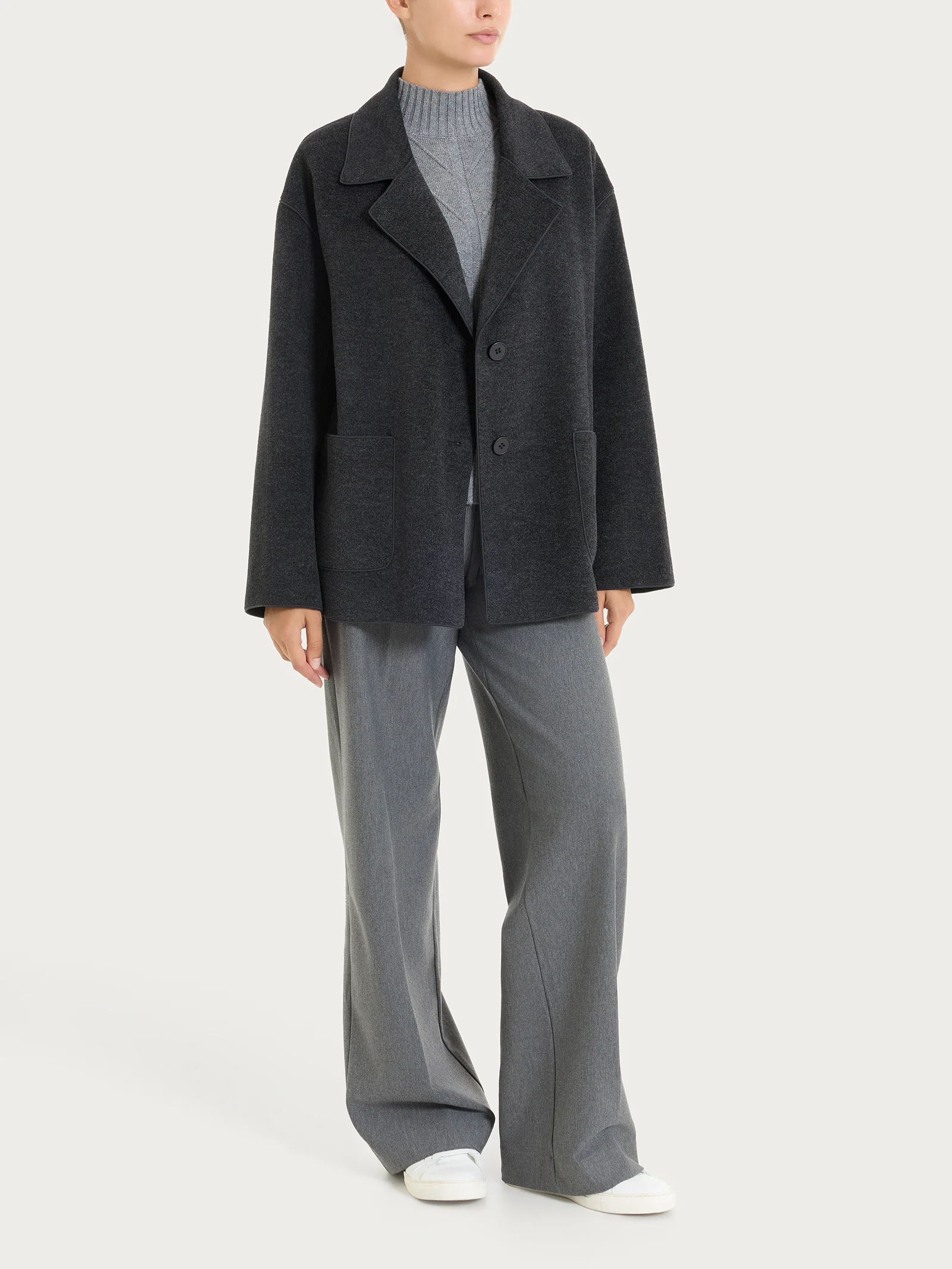 Cappotto caban in Vegan Wool - Oscuro Mel. - Image 4