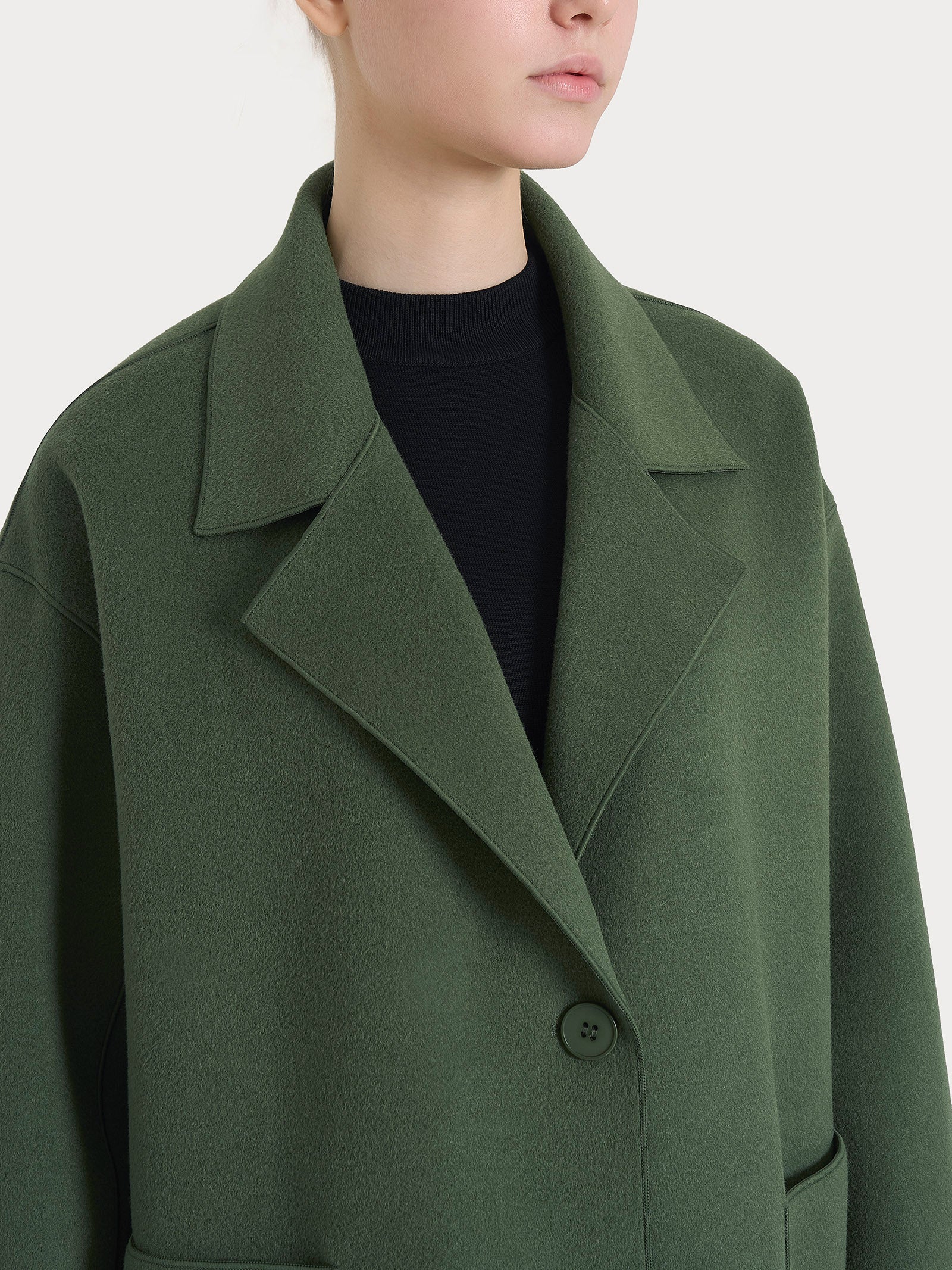 Cappotto caban in Vegan Wool - Bronze Green - Image 3
