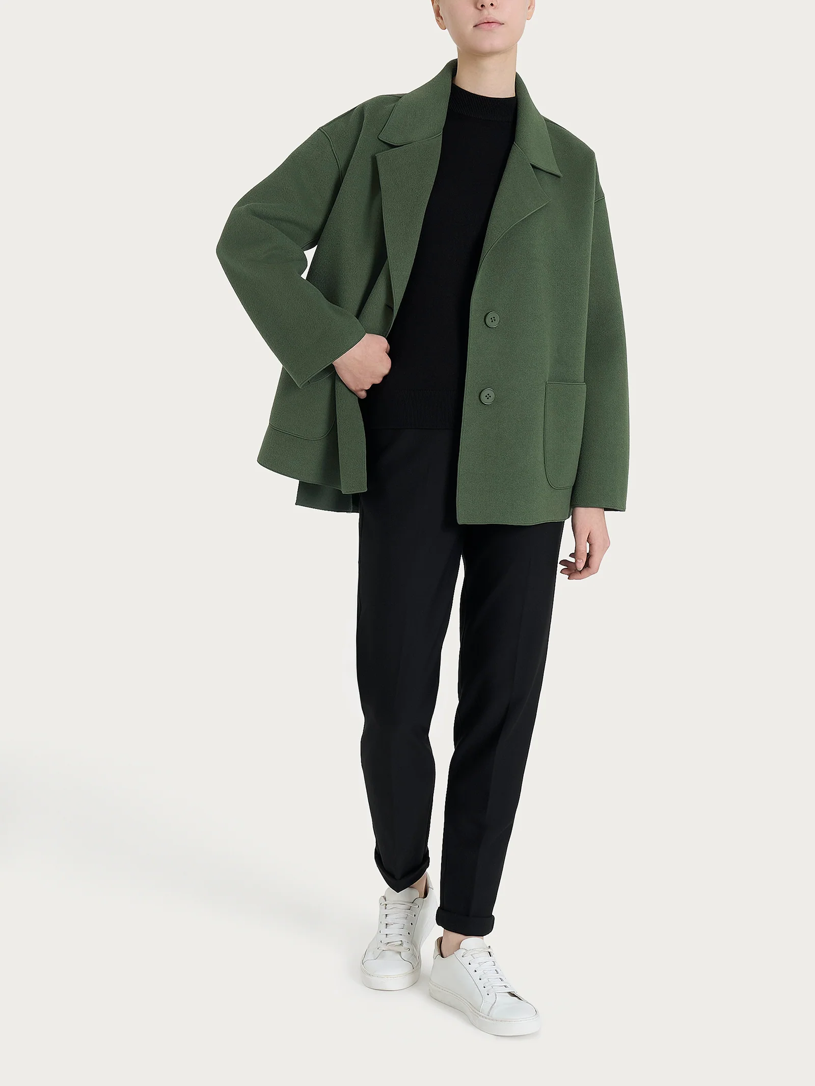 Cappotto caban in Vegan Wool - Bronze Green - Image 4