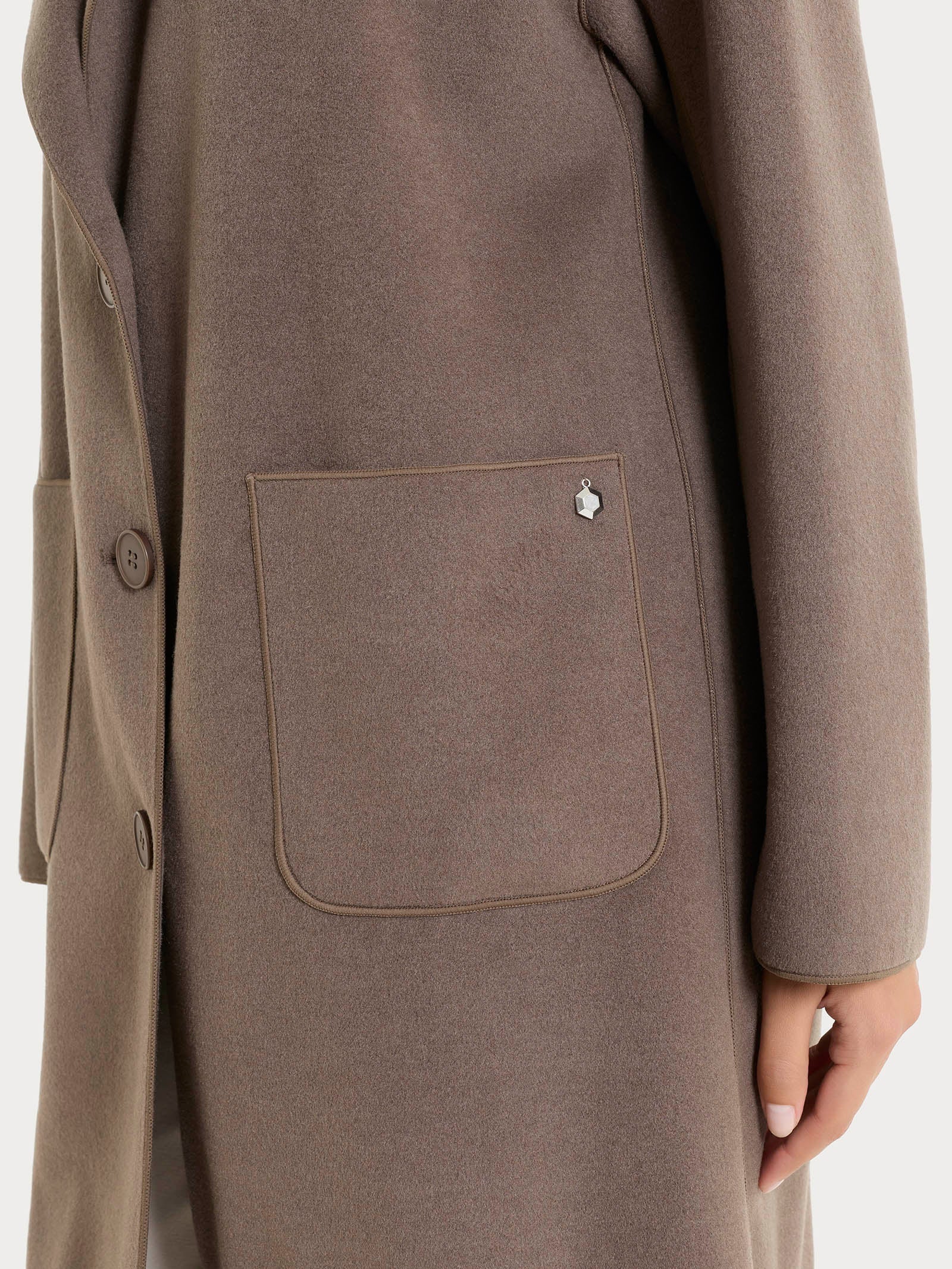 Cappotto con bottoni in Vegan Wool - Rain Drum - Image 3