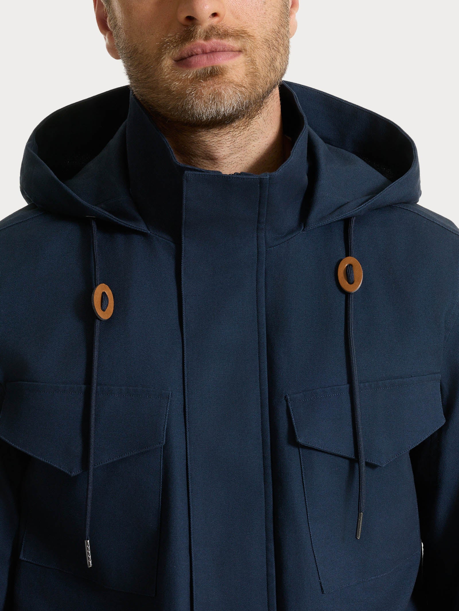 Cappotto con cappuccio In Canvas Stretch - Outer Space - Image 5