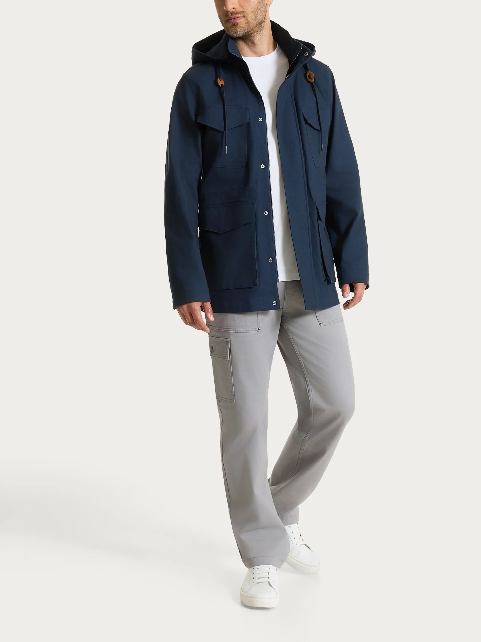 Cappotto con cappuccio In Canvas Stretch - Outer Space - Image 8