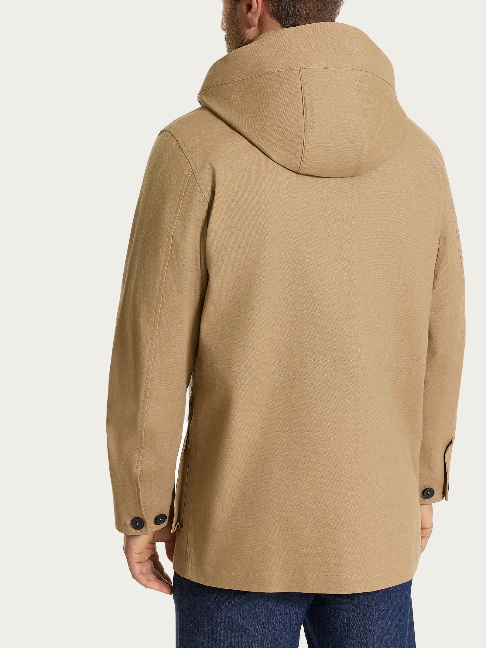 Cappotto con cappuccio In Canvas Stretch - Tiger's Eye - Image 2