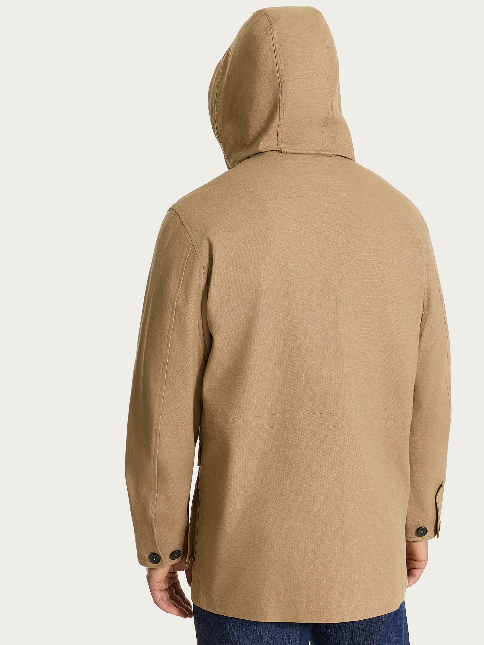 Cappotto con cappuccio In Canvas Stretch - Tiger's Eye - Image 3