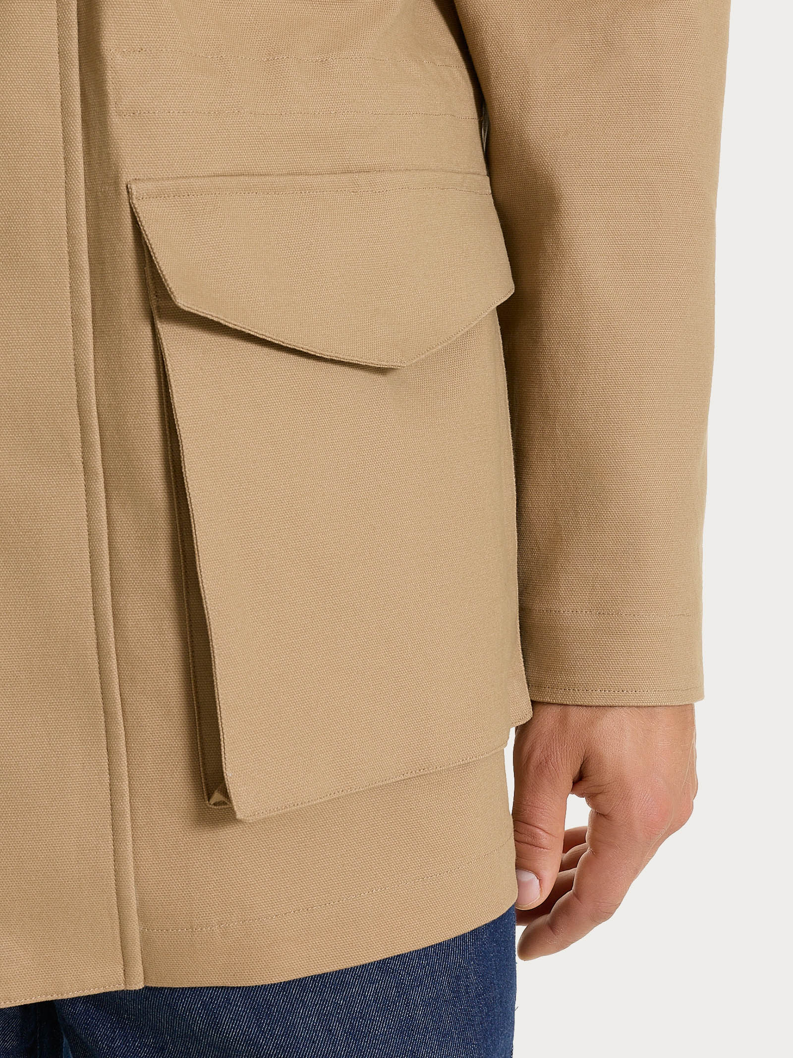 Cappotto con cappuccio In Canvas Stretch - Tiger's Eye - Image 5
