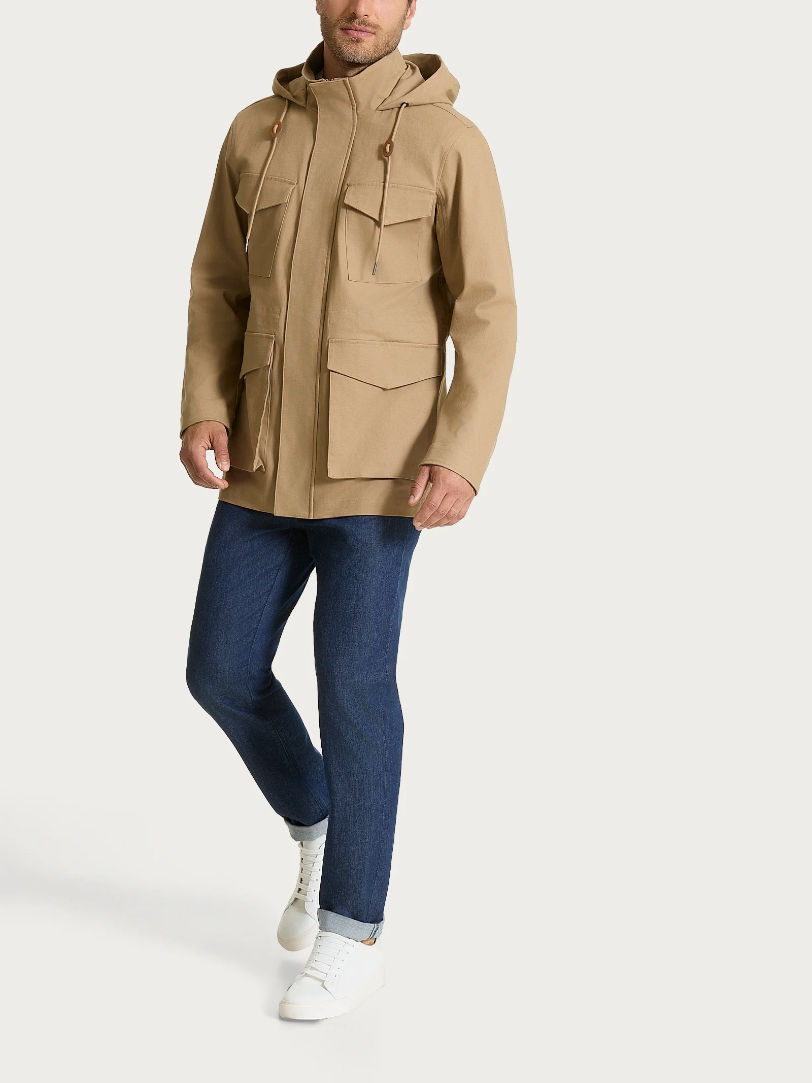 Cappotto con cappuccio In Canvas Stretch - Tiger's Eye - Image 9