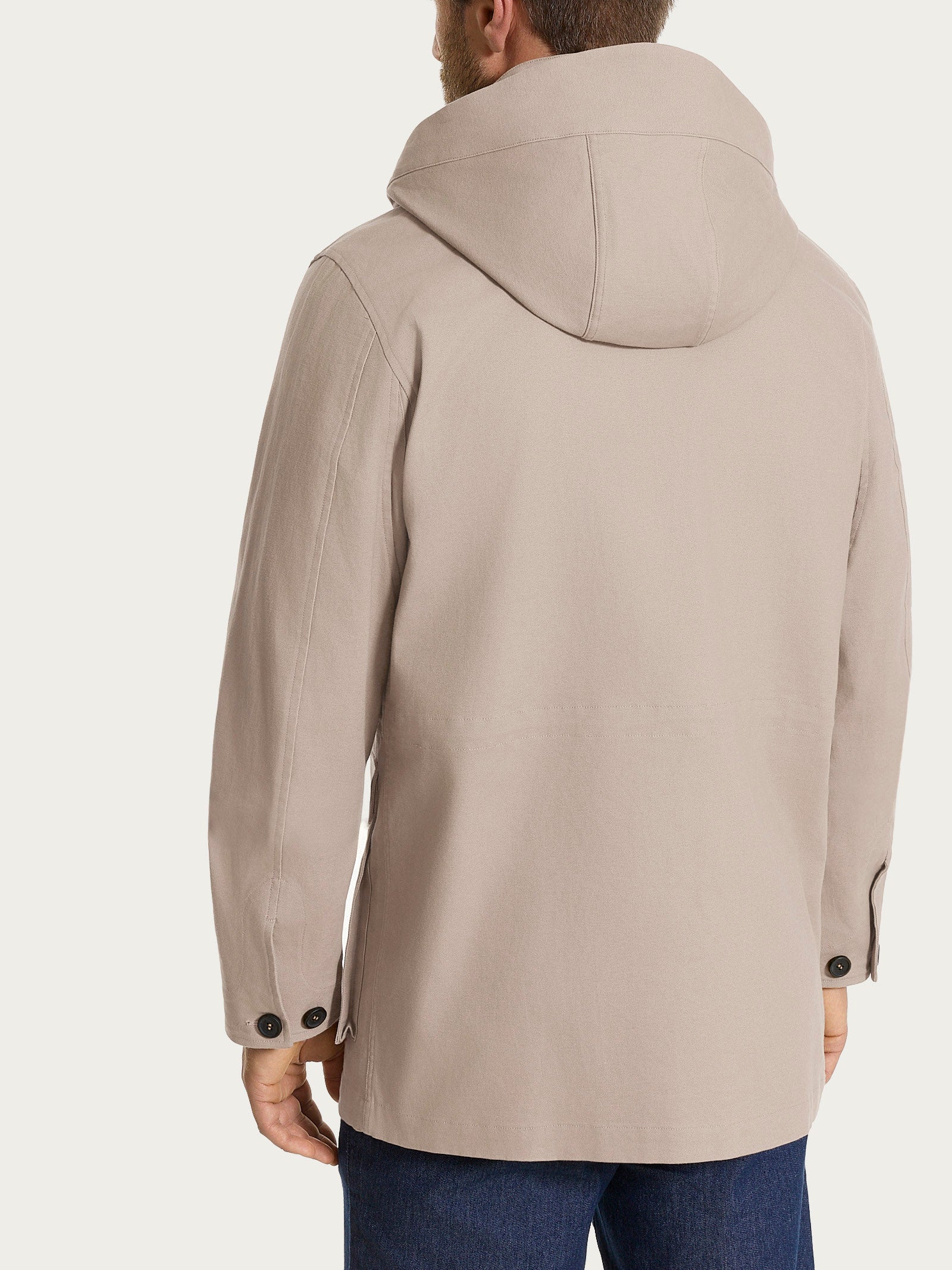 Cappotto con cappuccio In Canvas Stretch - String - Image 2