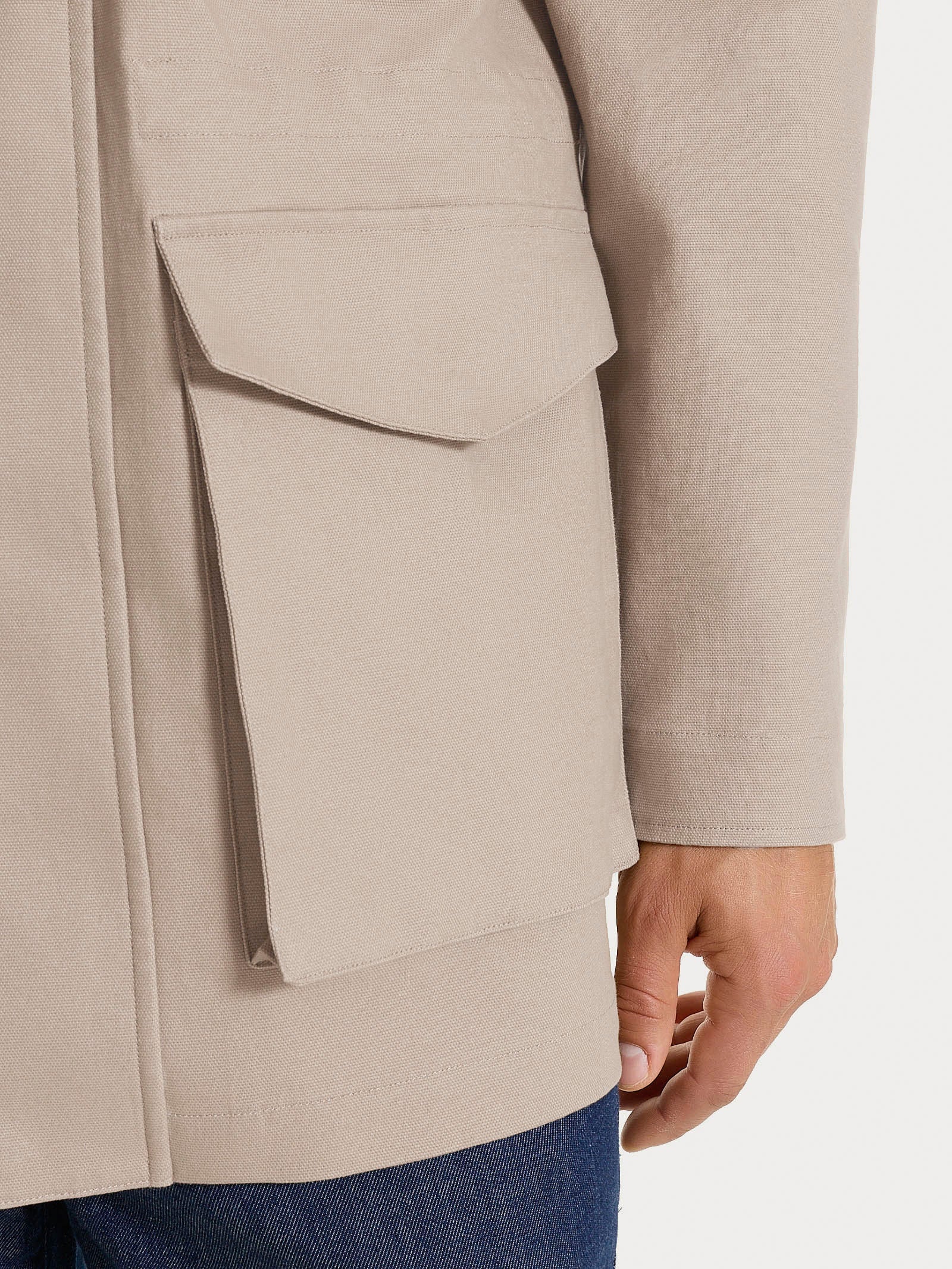 Cappotto con cappuccio In Canvas Stretch - String - Image 4