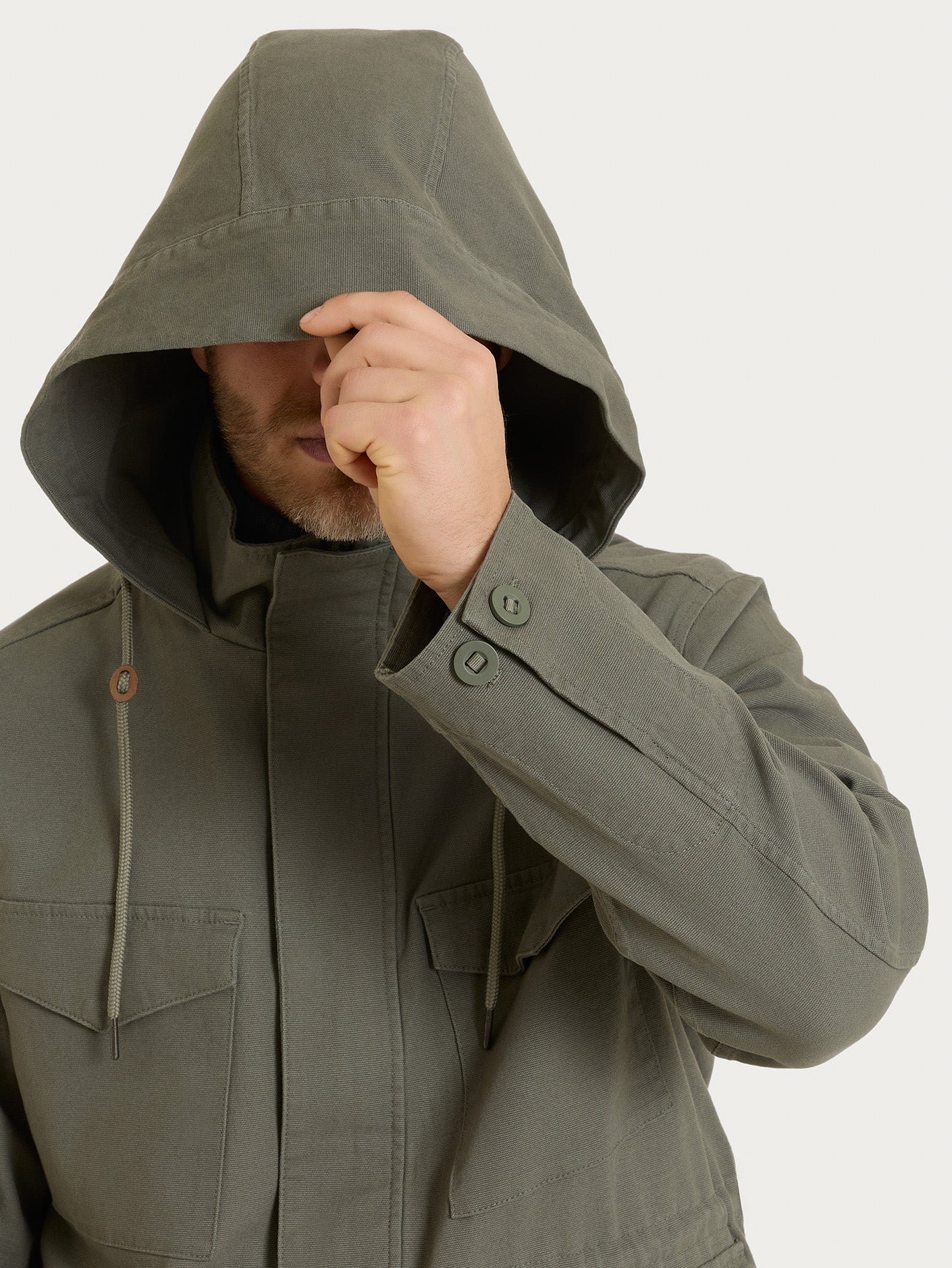 Cappotto con cappuccio In Canvas Stretch - Seagrass - Image 10