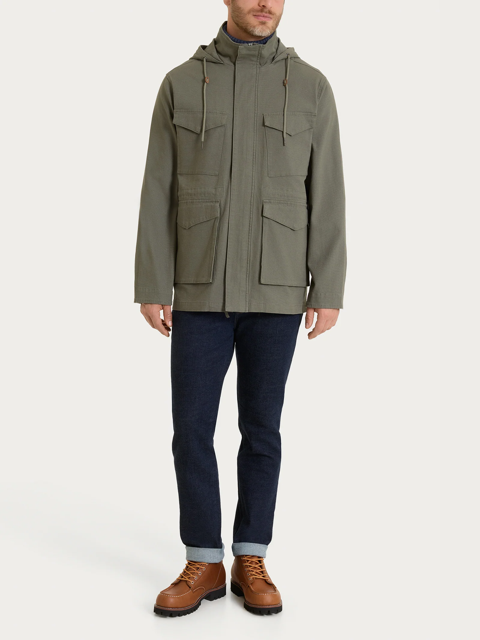 Cappotto con cappuccio In Canvas Stretch - Seagrass - Image 12