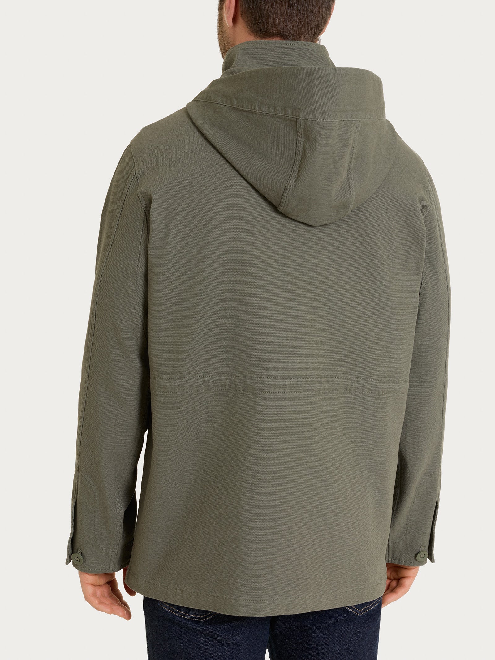 Cappotto con cappuccio In Canvas Stretch - Seagrass - Image 3