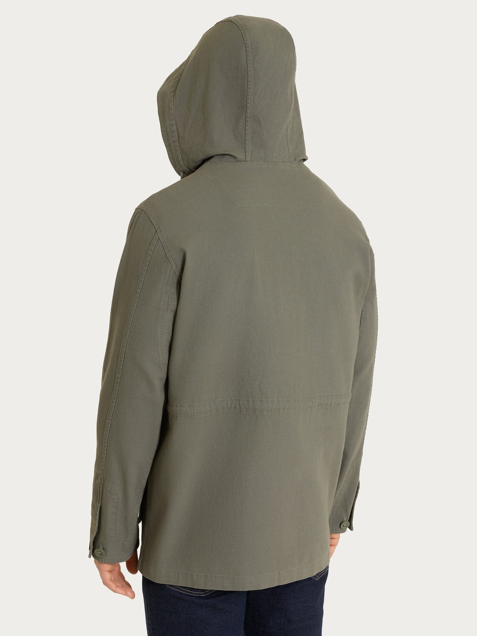 Cappotto con cappuccio In Canvas Stretch - Seagrass - Image 4