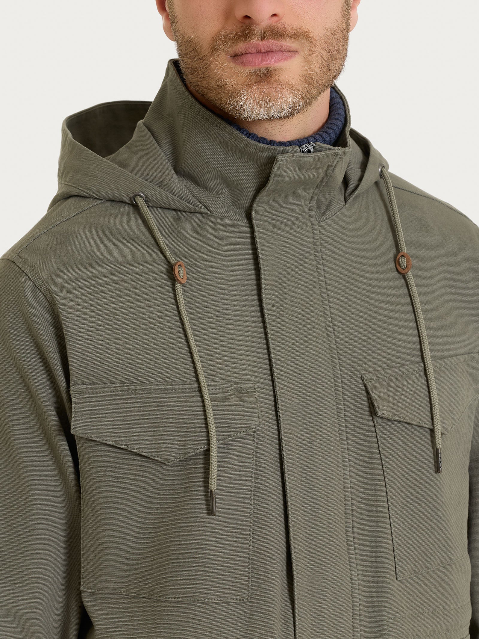 Cappotto con cappuccio In Canvas Stretch - Seagrass - Image 5