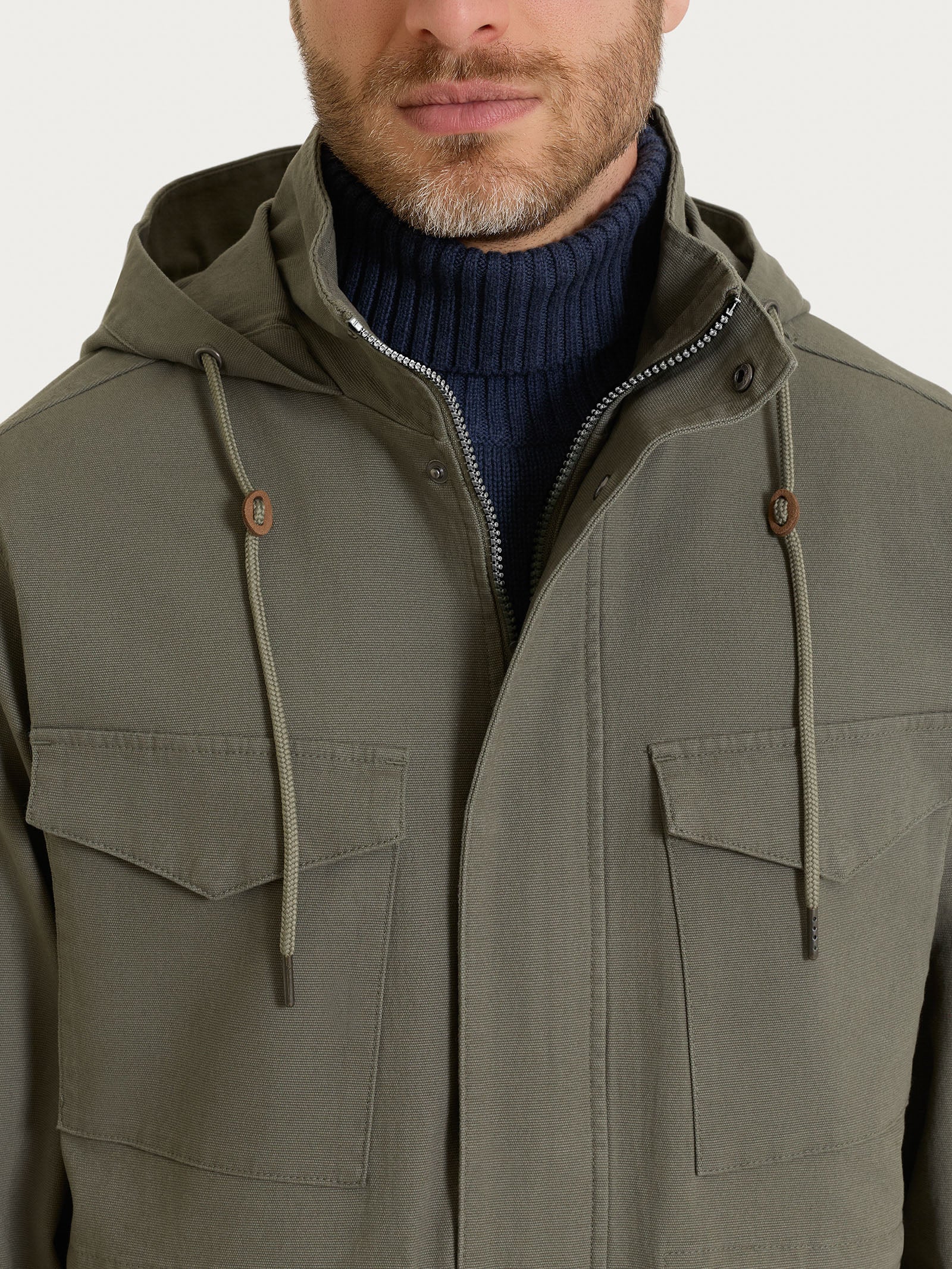 Cappotto con cappuccio In Canvas Stretch - Seagrass - Image 6