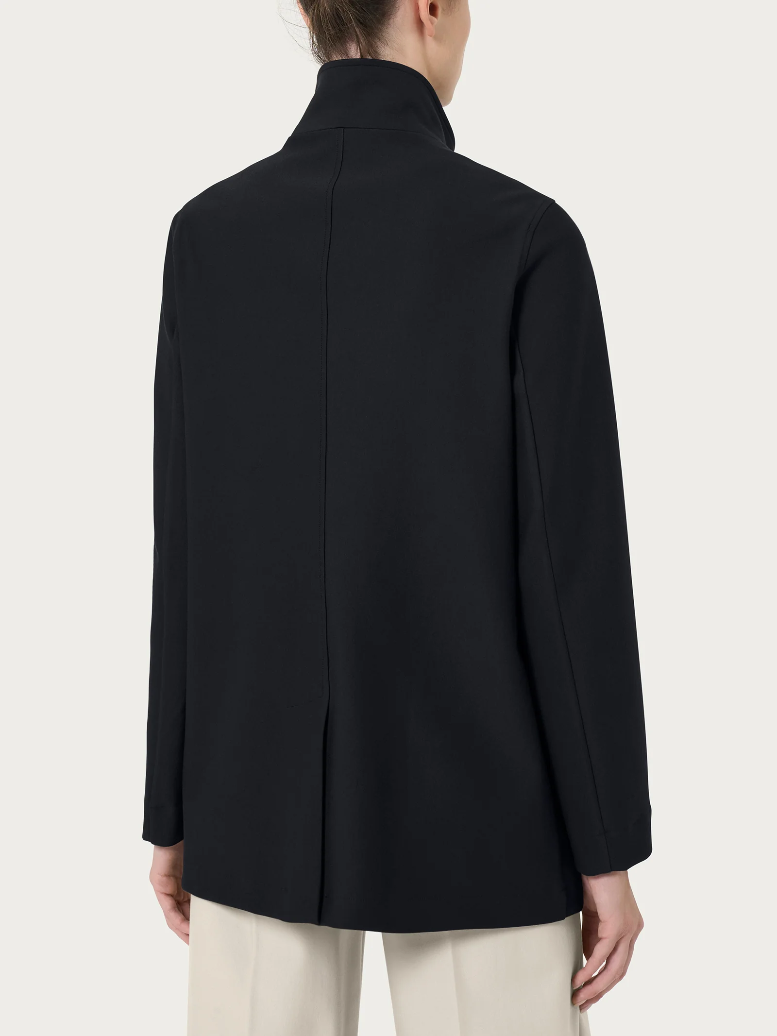 Cappotto corto con bottoni in Compact - Nero - Image 2