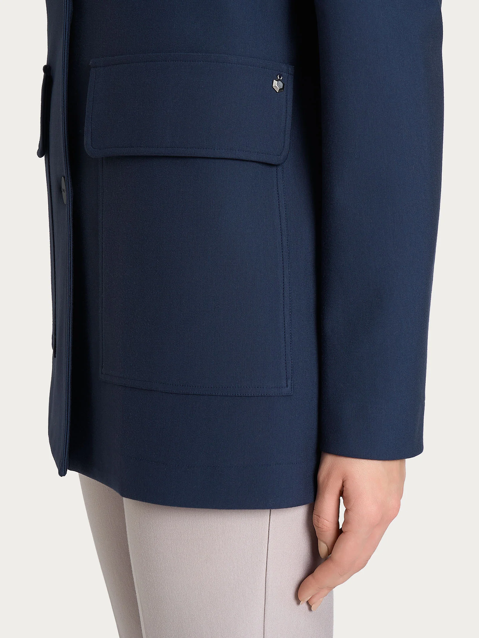 Cappotto corto con bottoni in Compact - Nero - Image 3
