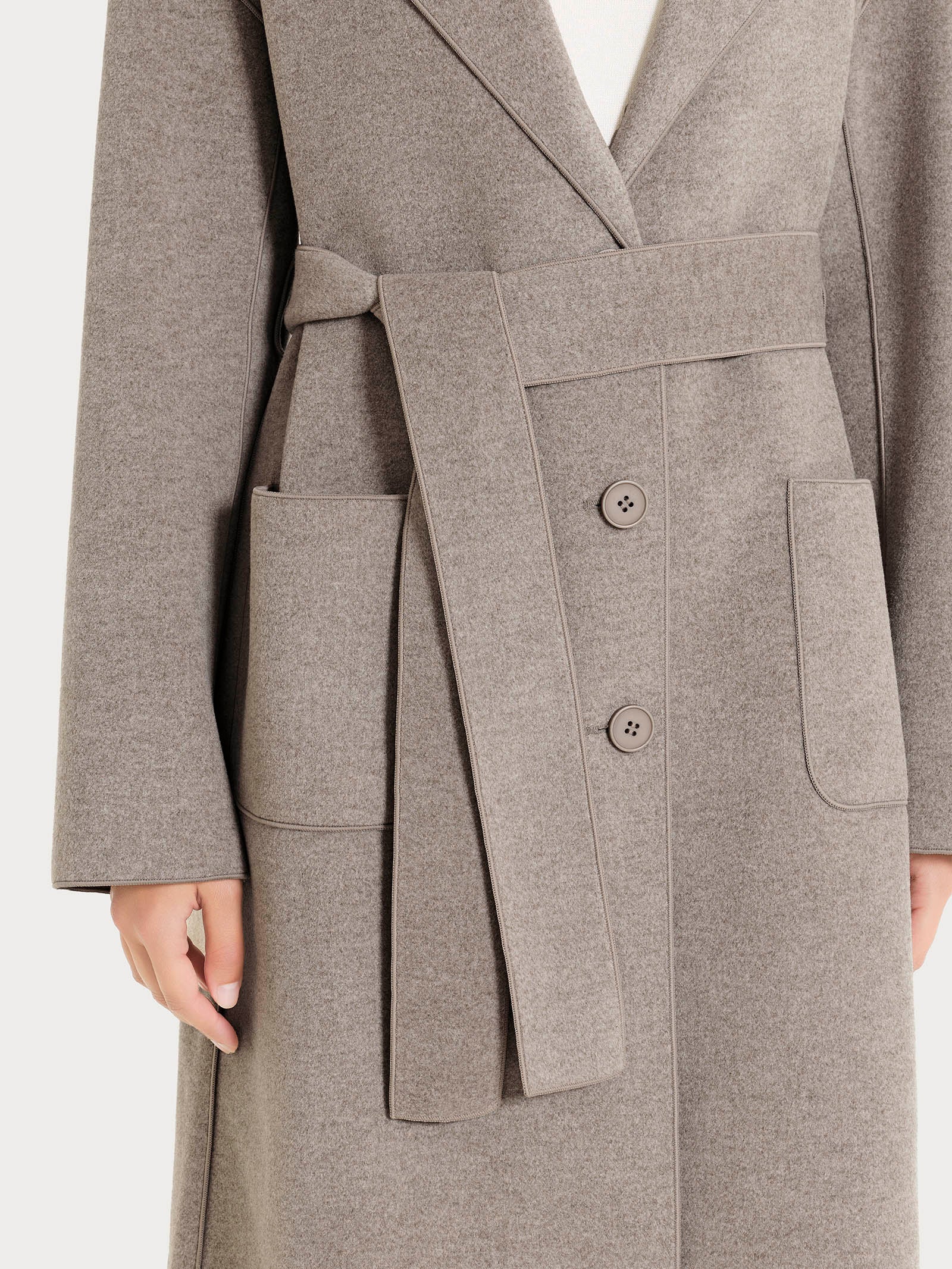 Cappotto lungo in Vegan Wool - Glace' Mel. - Image 3