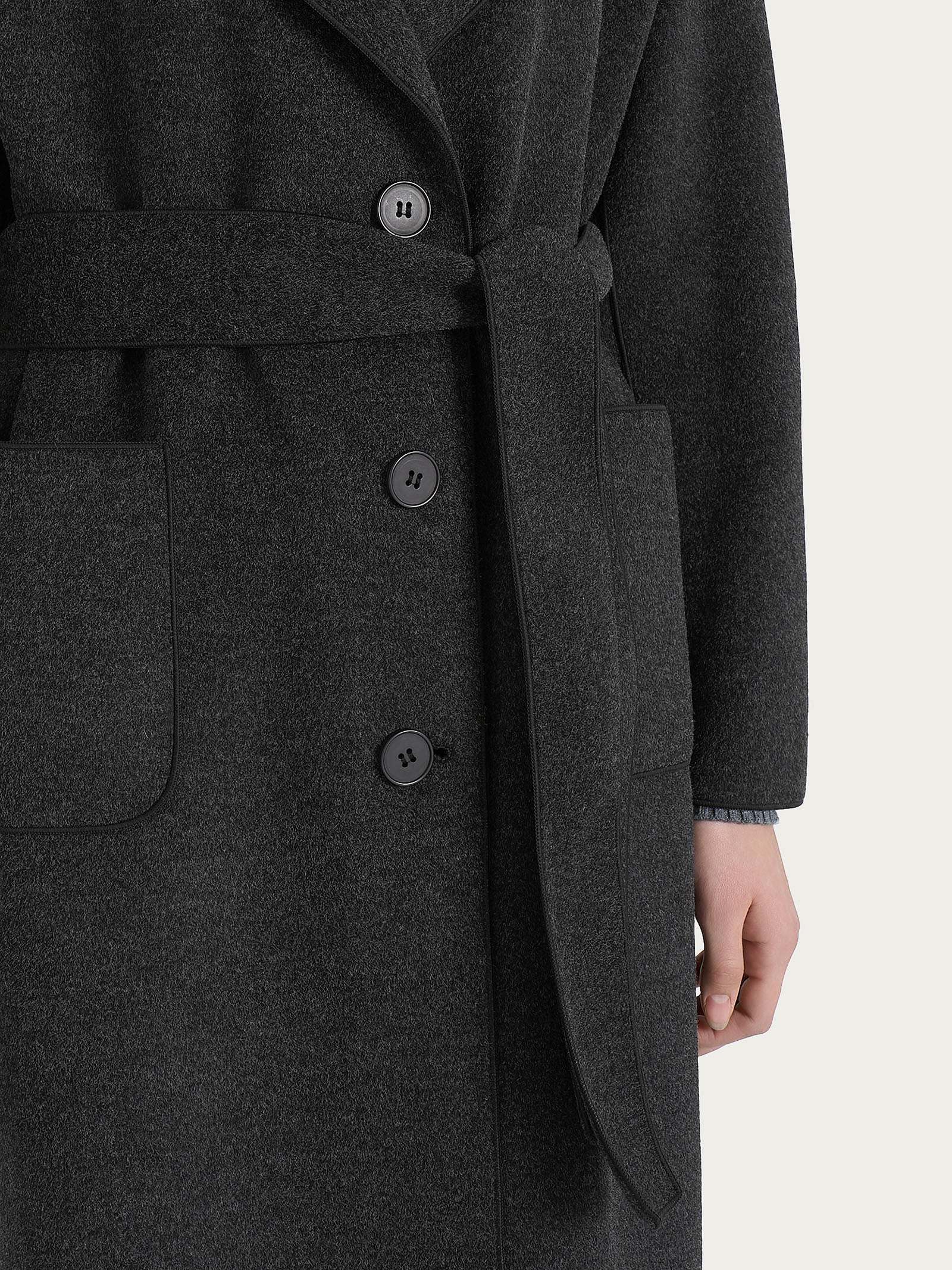 Cappotto lungo in Vegan Wool - Oscuro Mel. - Image 3
