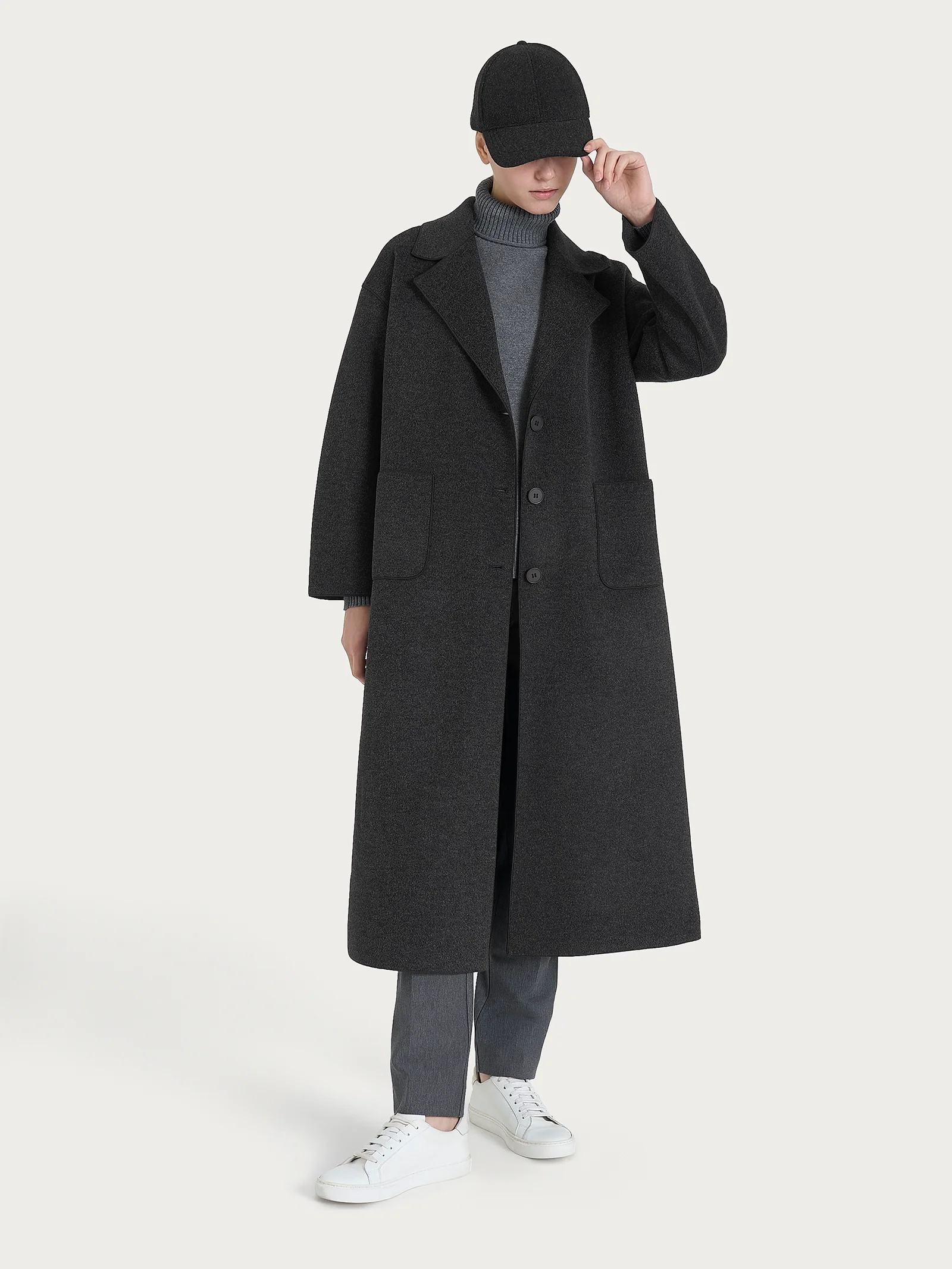 Cappotto lungo in Vegan Wool - Oscuro Mel. - Image 4