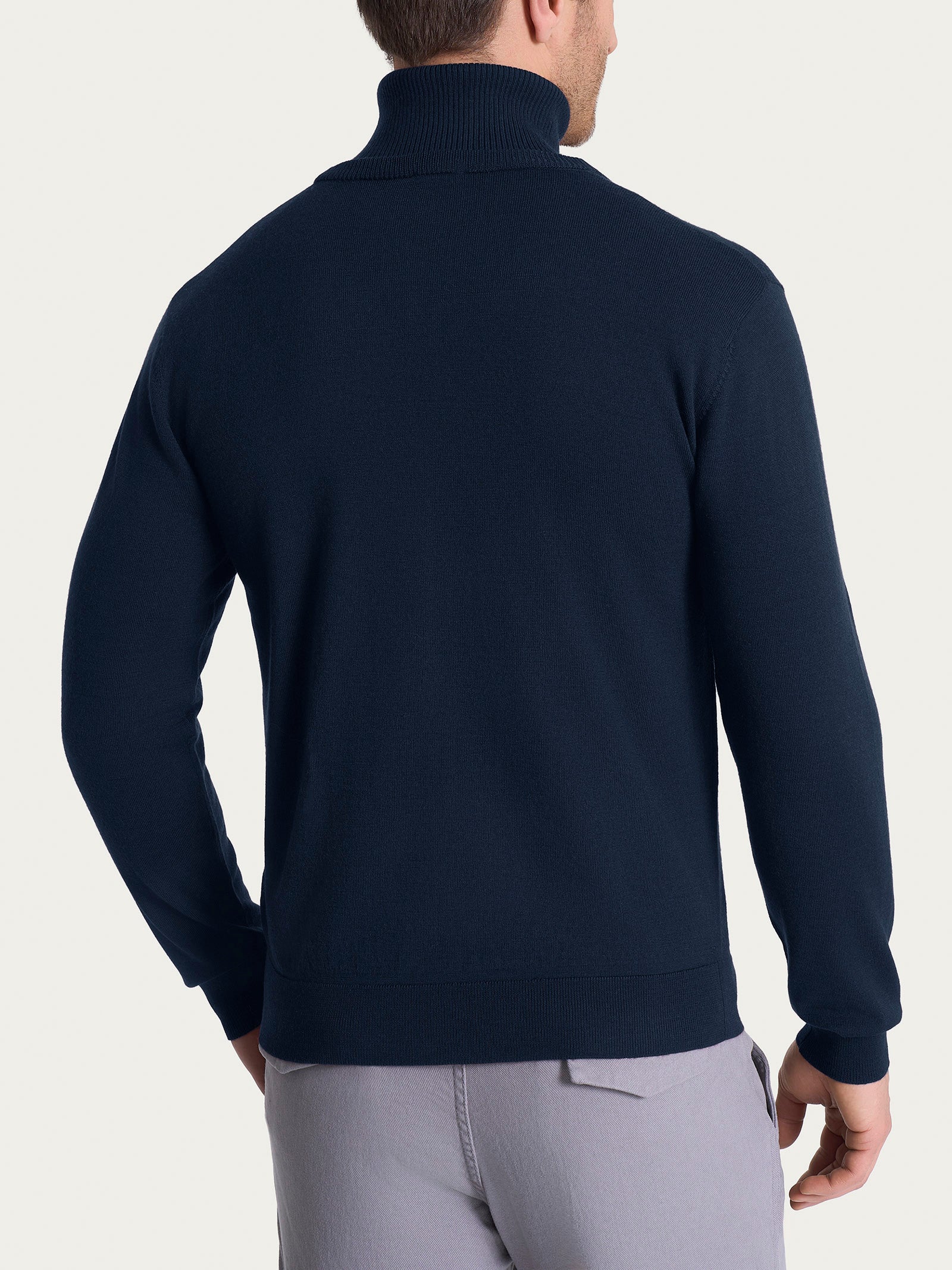 Cardigan a maglia unita in Merino Soft - Bleu - Image 2