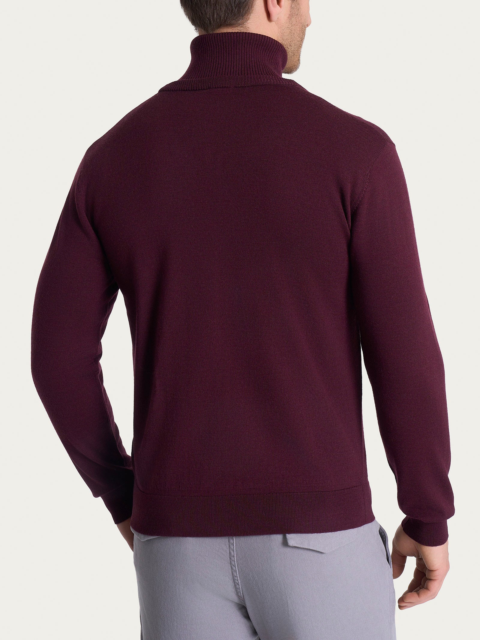 Cardigan a maglia unita in Merino Soft - Fig - Image 2