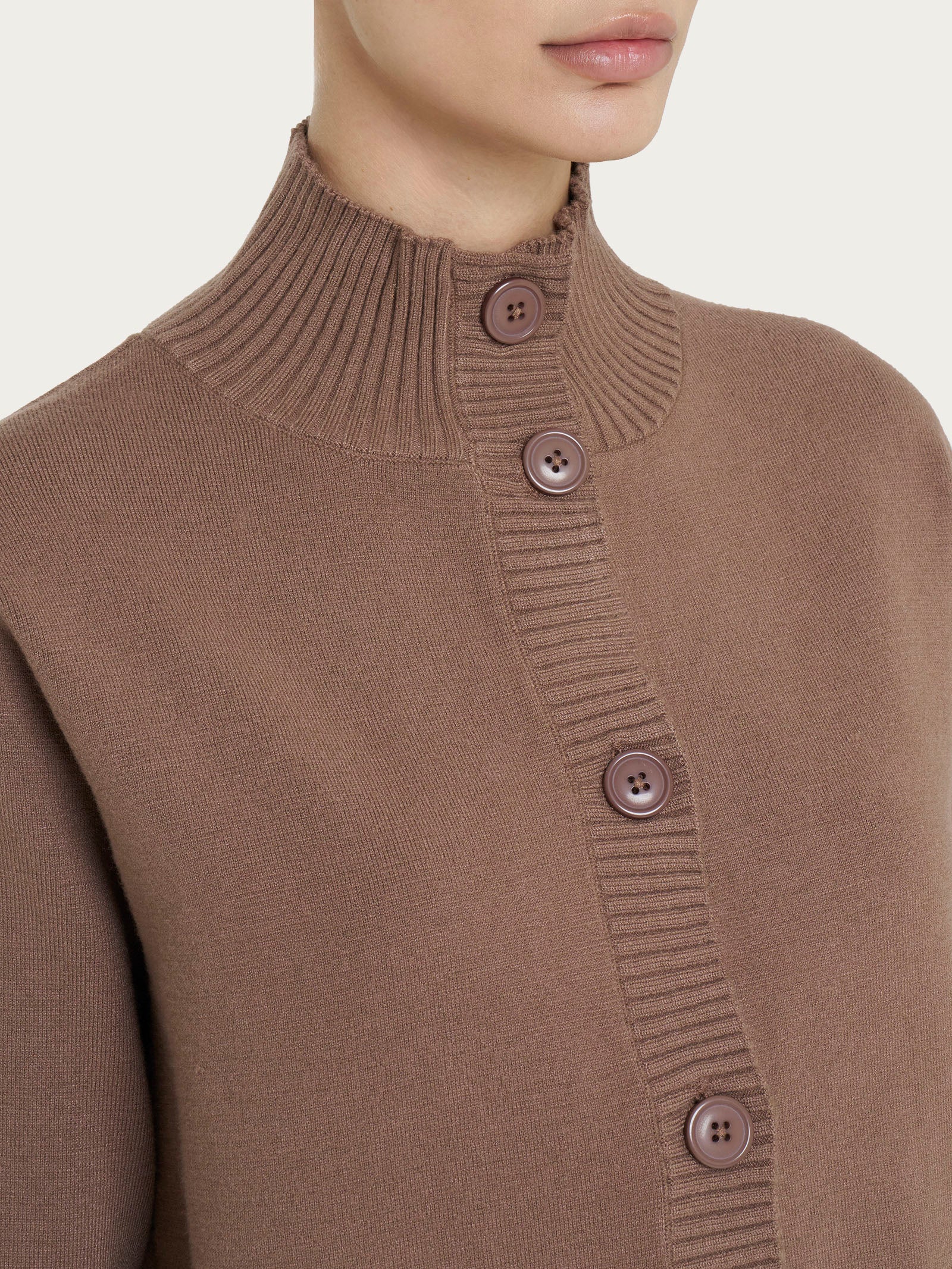 Cardigan aperto con bottoni in super soft - Pine Bark - Image 3