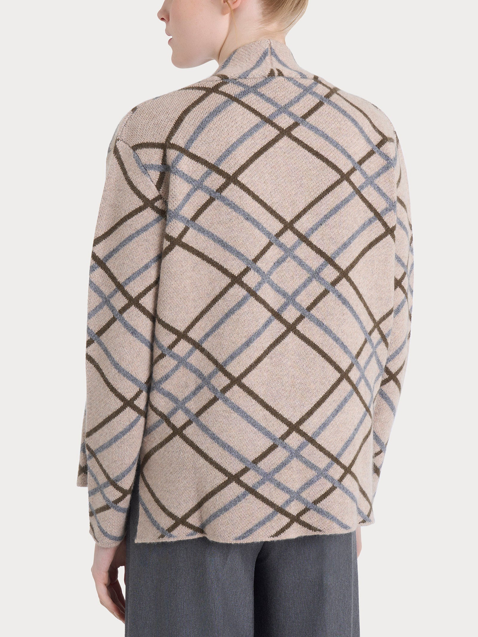 Cardigan aperto con fantasia check in Natural Soft - Fant.Zenzero Mel. - Image 2