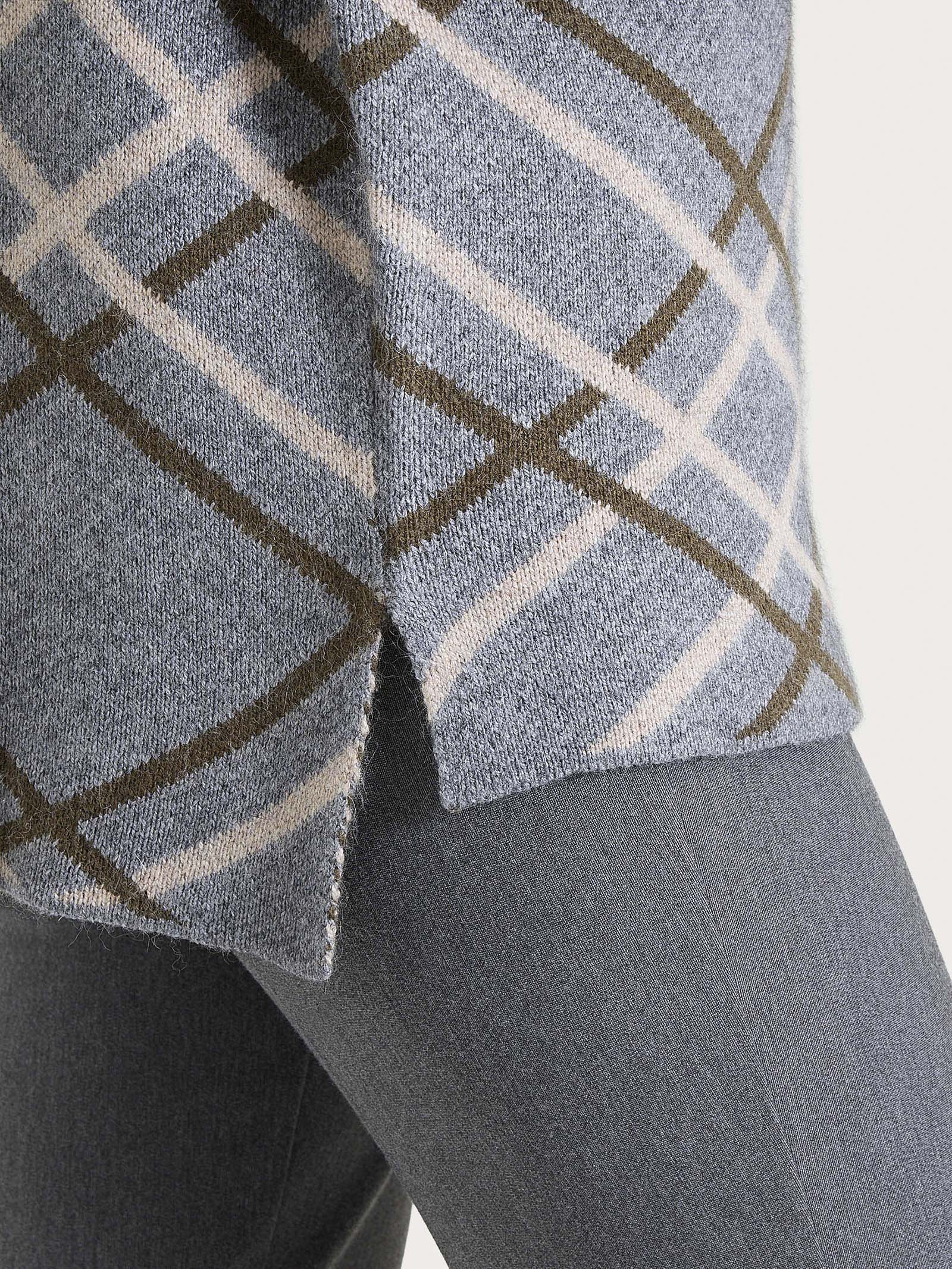 Cardigan aperto con fantasia check in Natural Soft - Fant. Ferro Mel. - Image 3