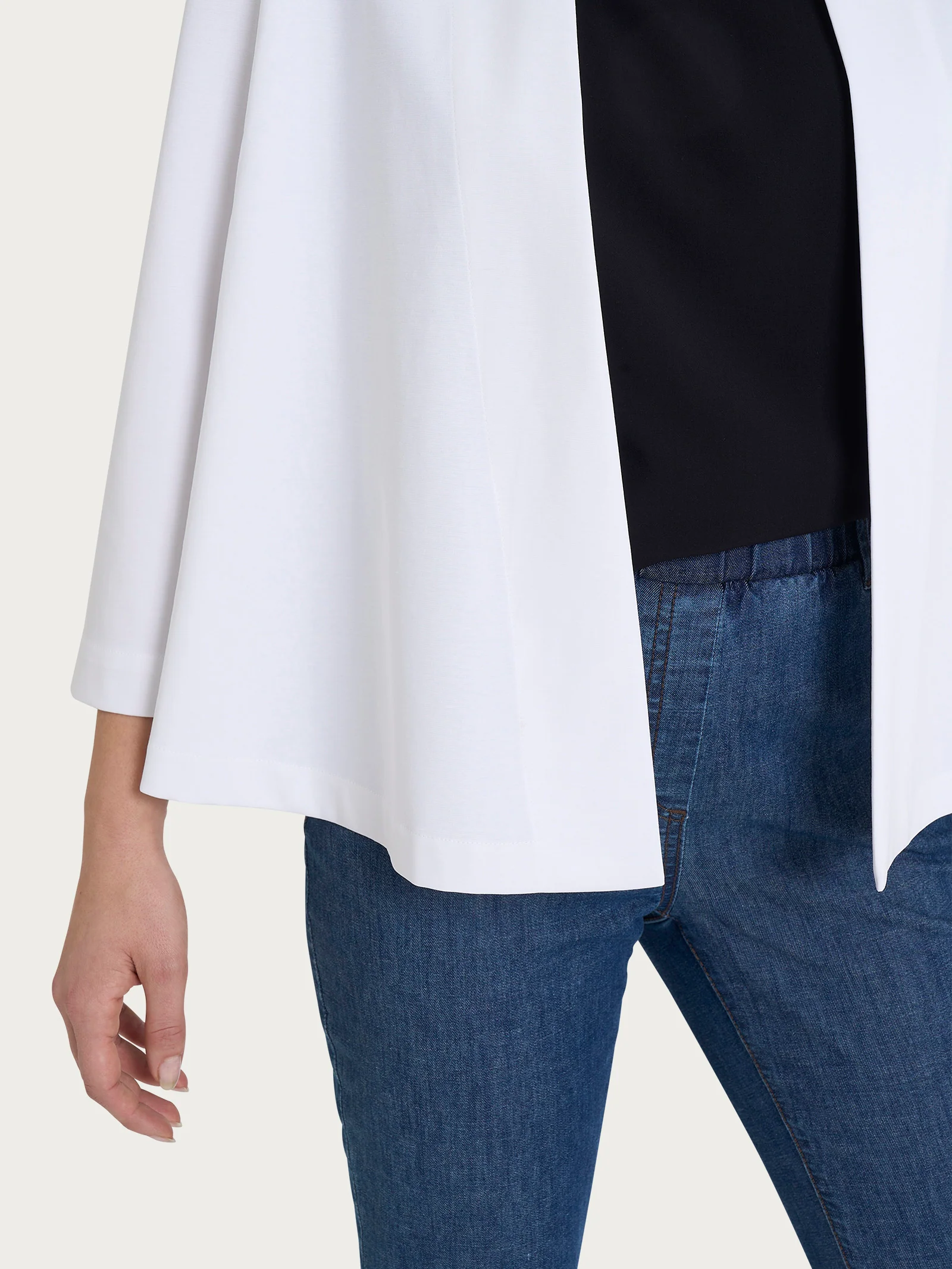 Cardigan aperto in Compact Light - Bianco - Image 3