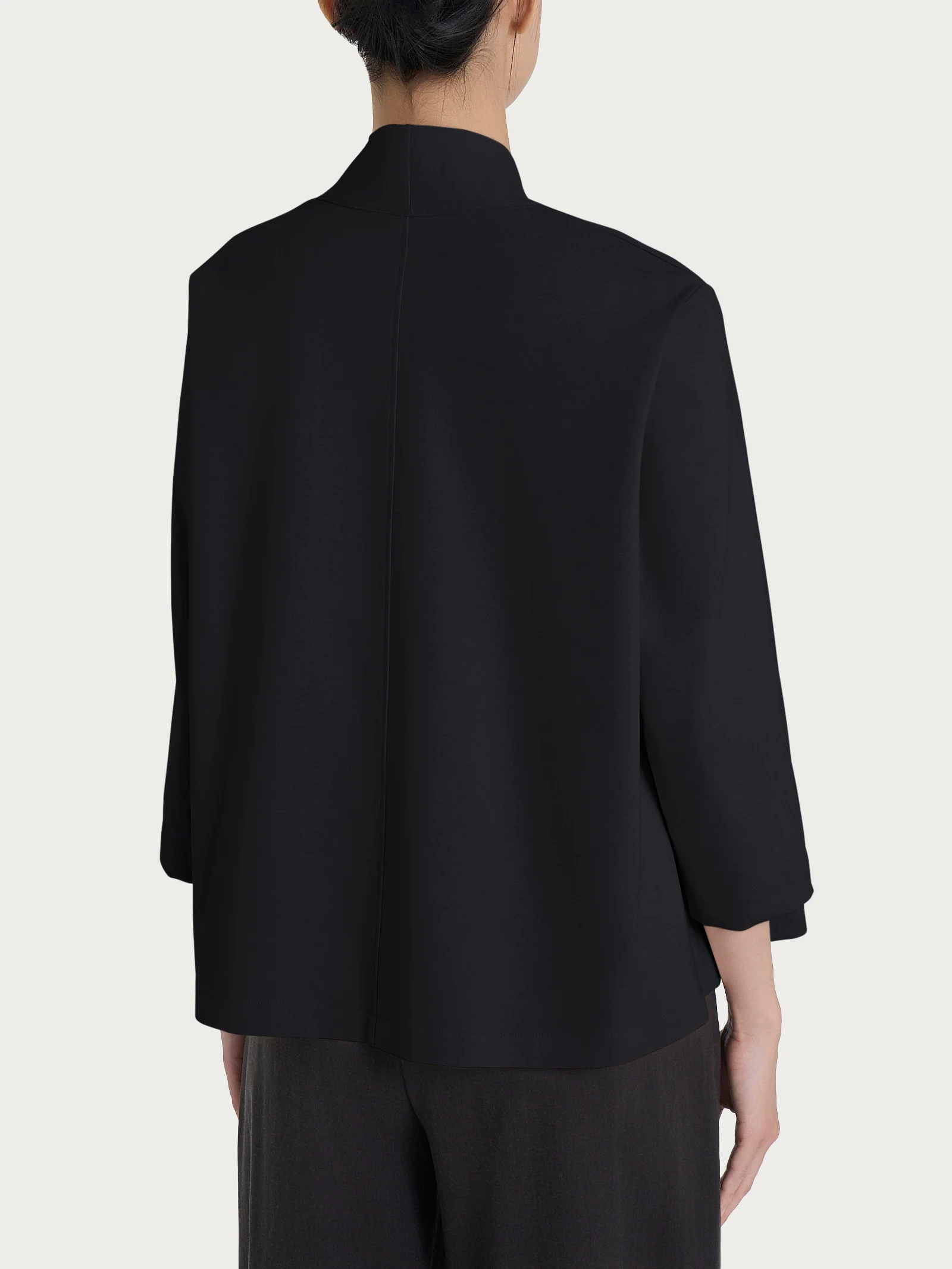 Cardigan aperto in Compact Light - Nero - Image 2