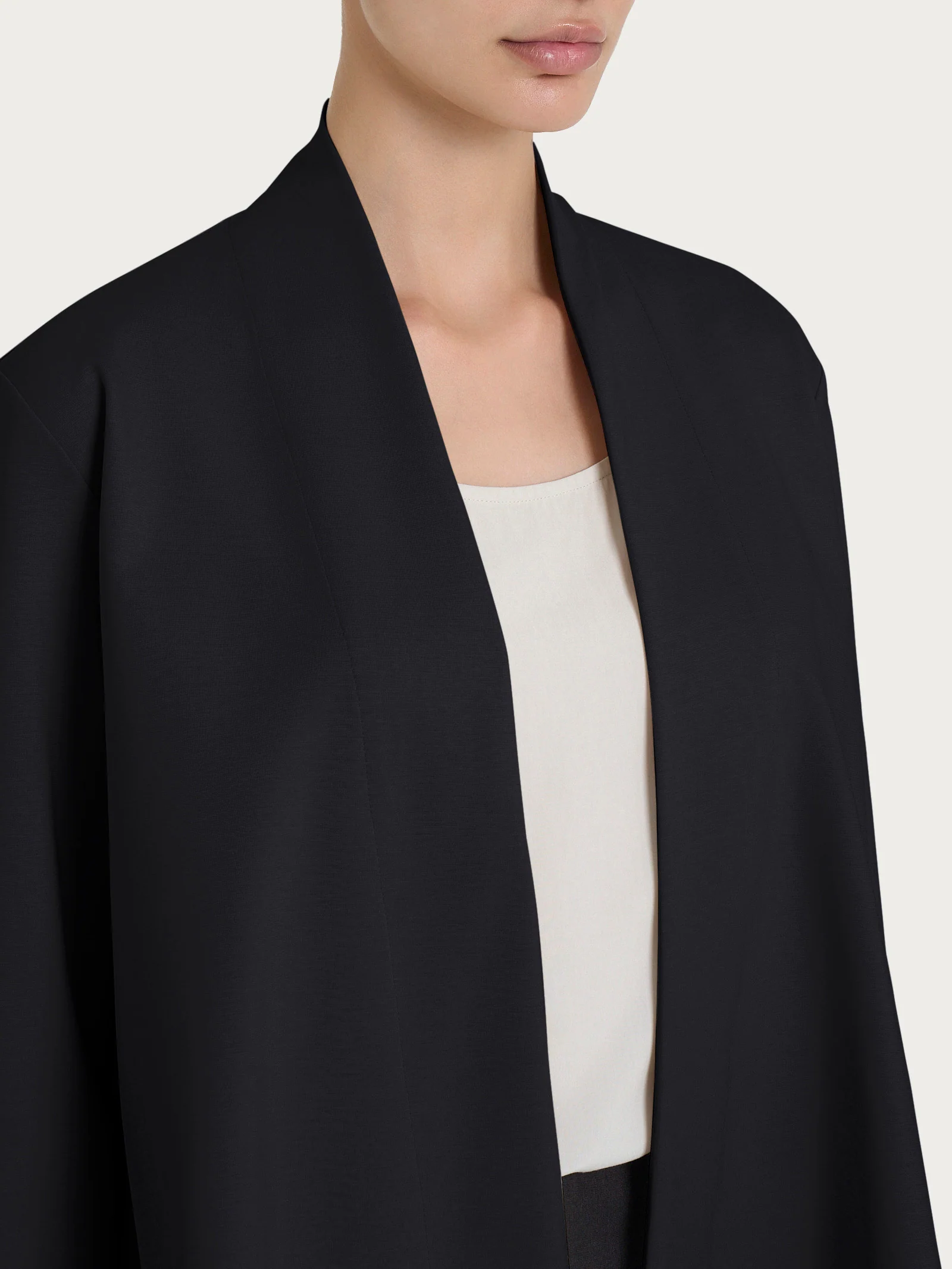 Cardigan aperto in Compact Light - Nero - Image 3