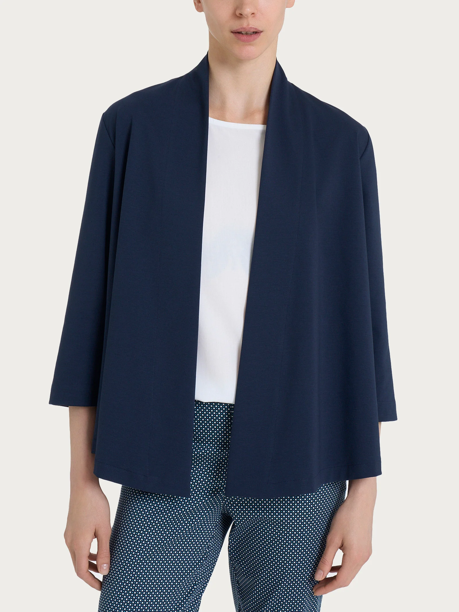 Cardigan aperto in Compact Light - Bleu