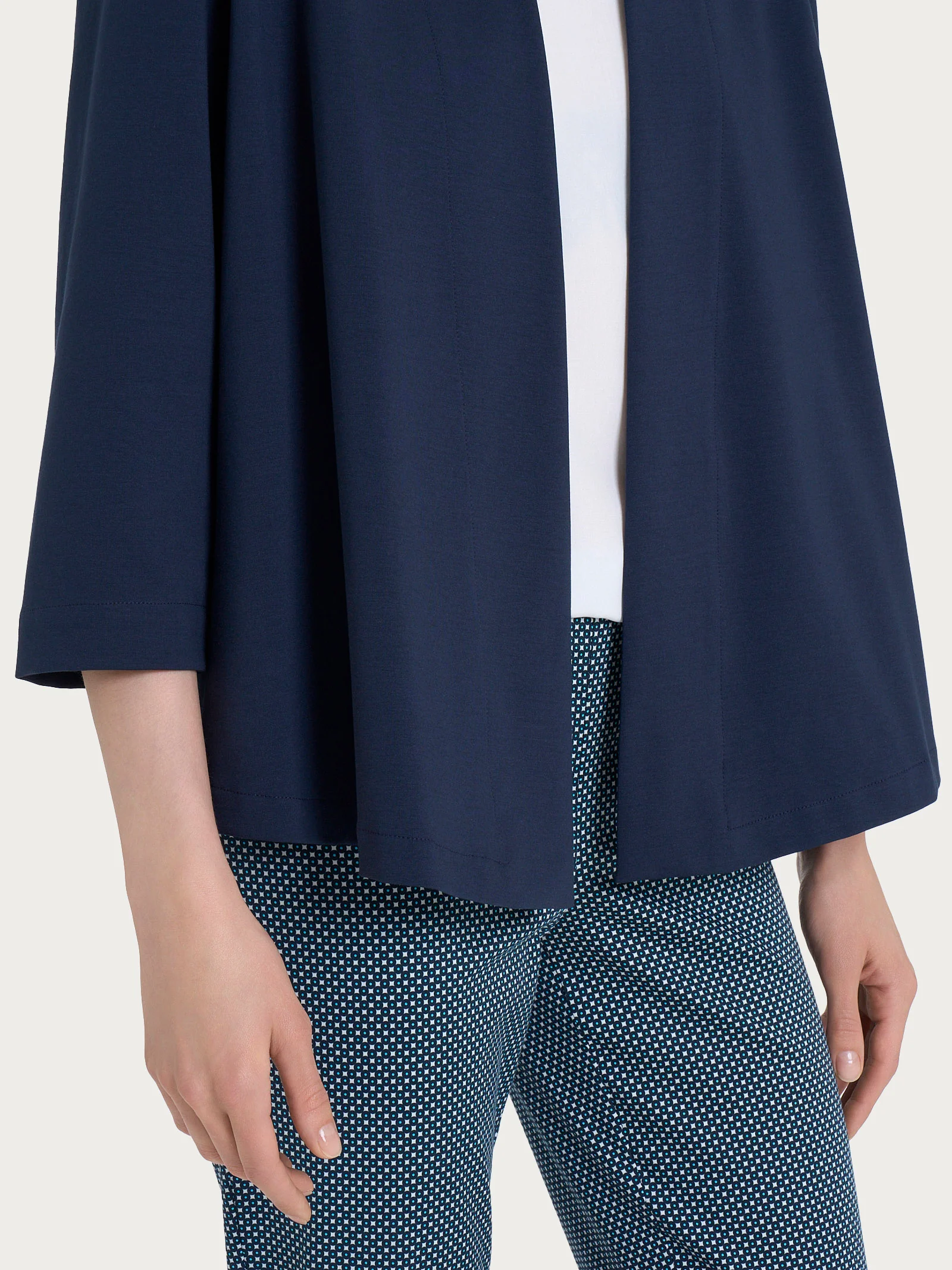 Cardigan aperto in Compact Light - Bleu - Image 3