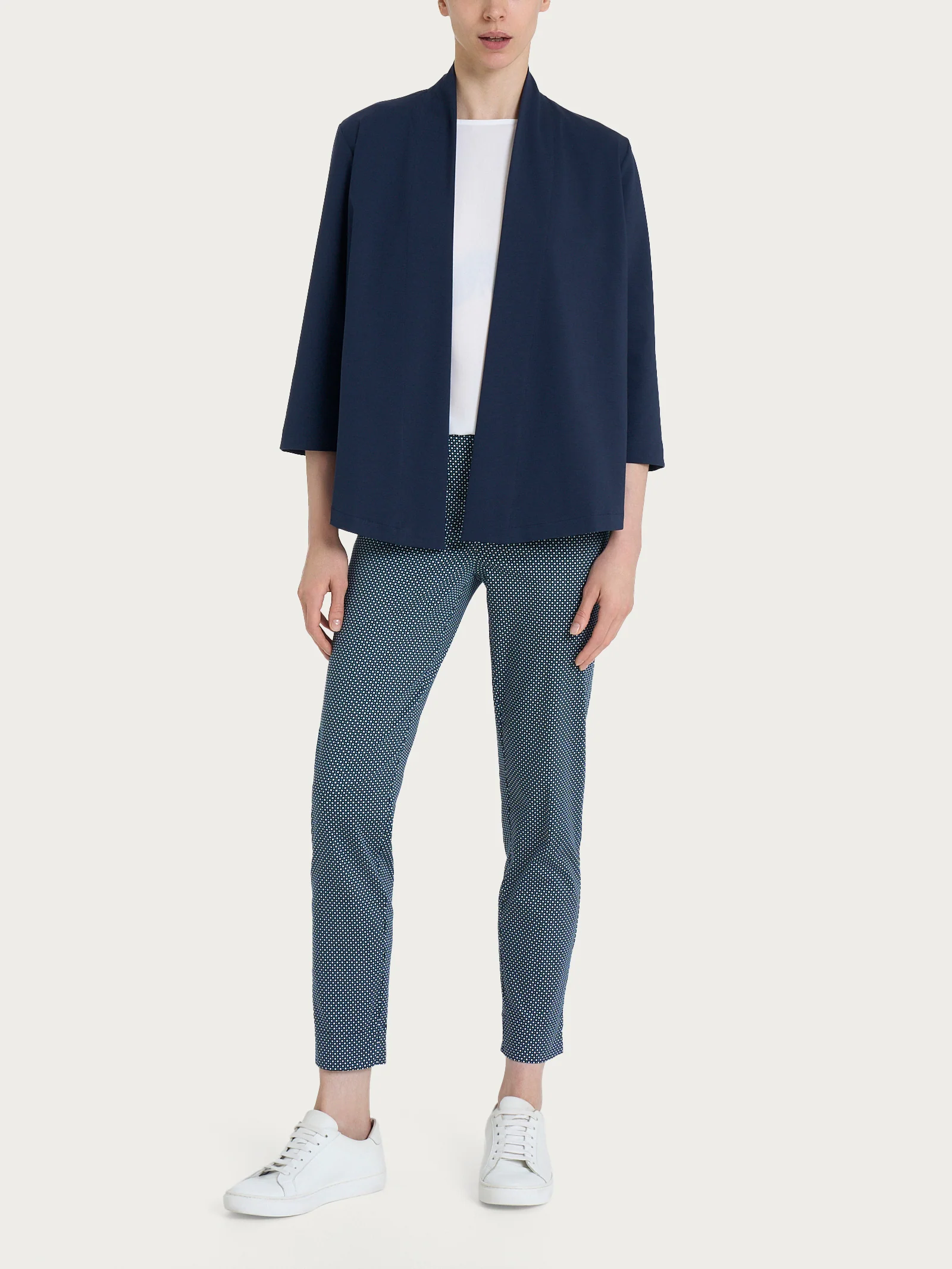 Cardigan aperto in Compact Light - Bleu - Image 4