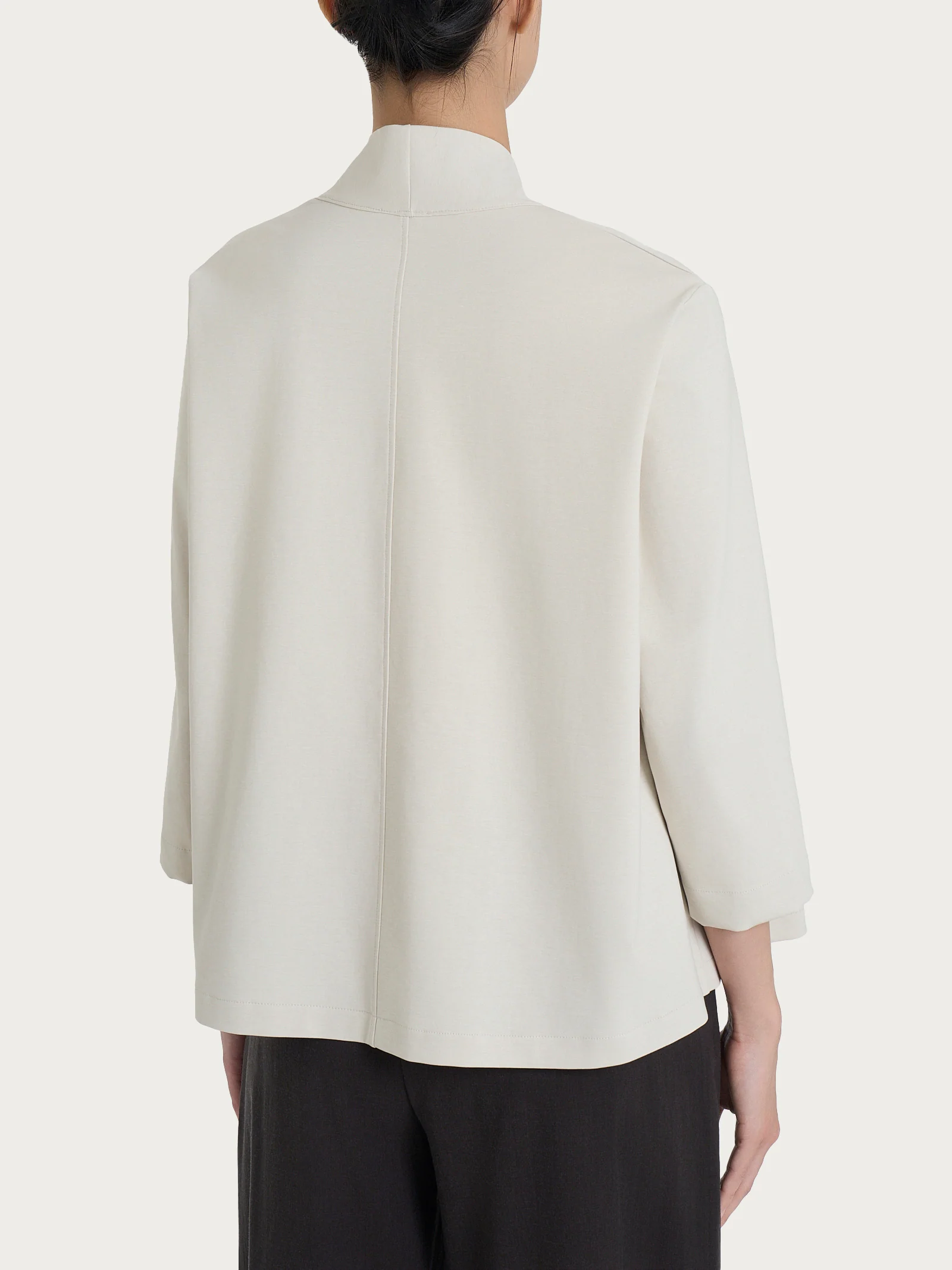 Cardigan aperto in Compact Light - Champignon - Image 2