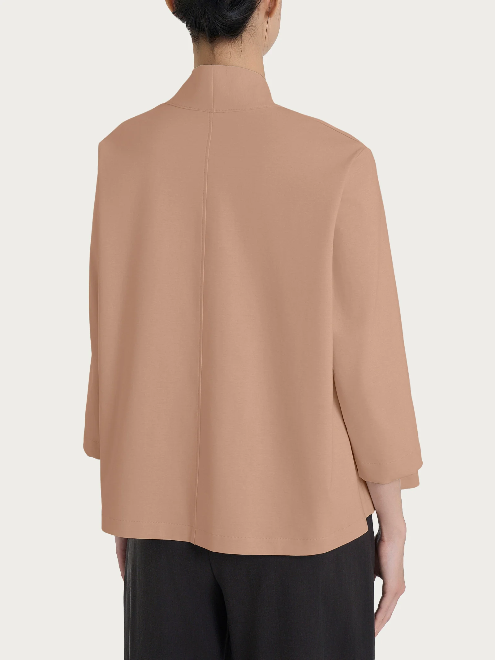 Cardigan aperto in Compact Light - Warm Taupe - Image 2