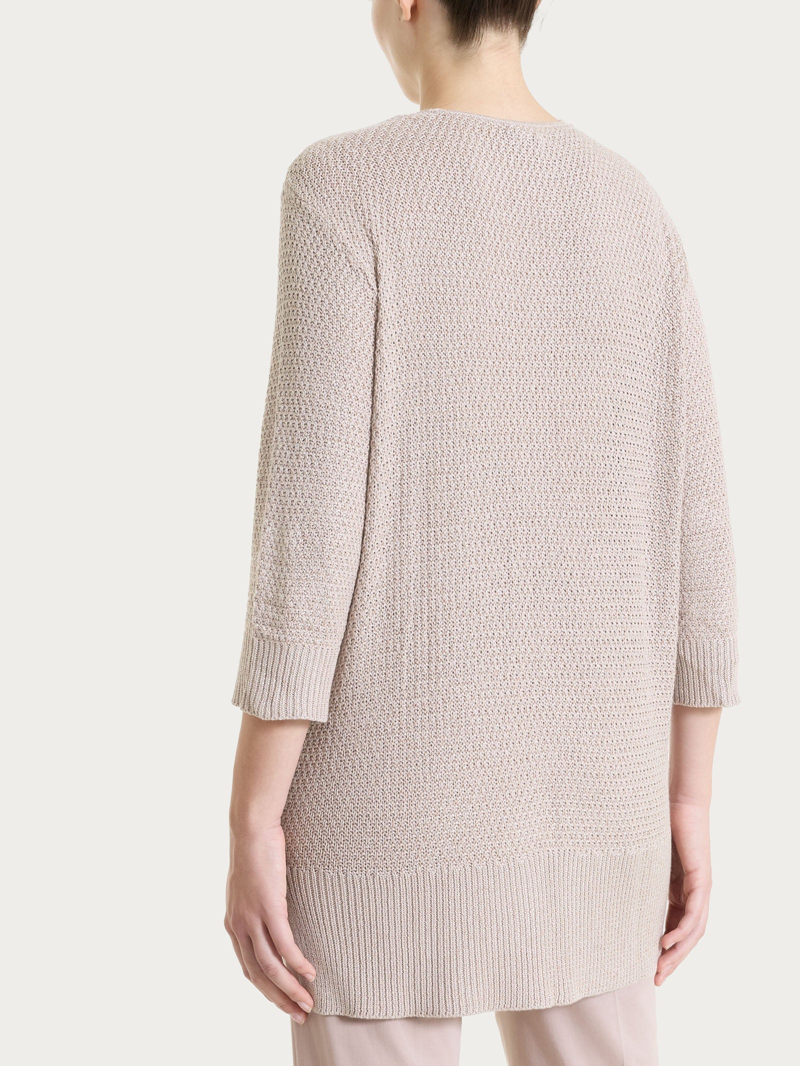 Cardigan aperto in Lurex Rice Stitch - Crockery - Image 2