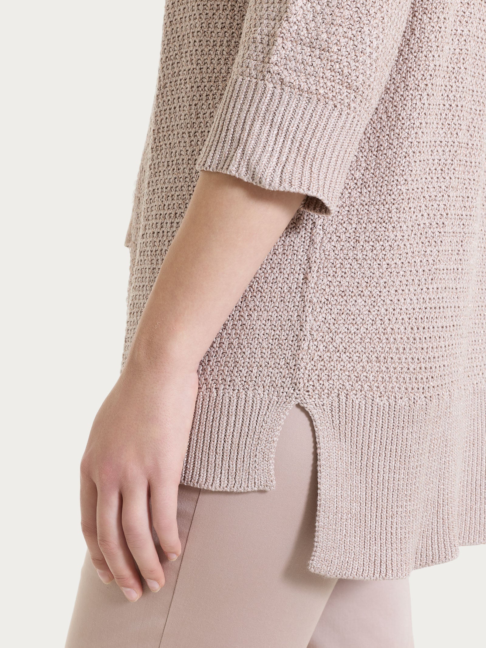 Cardigan aperto in Lurex Rice Stitch - Sphinx - Image 3