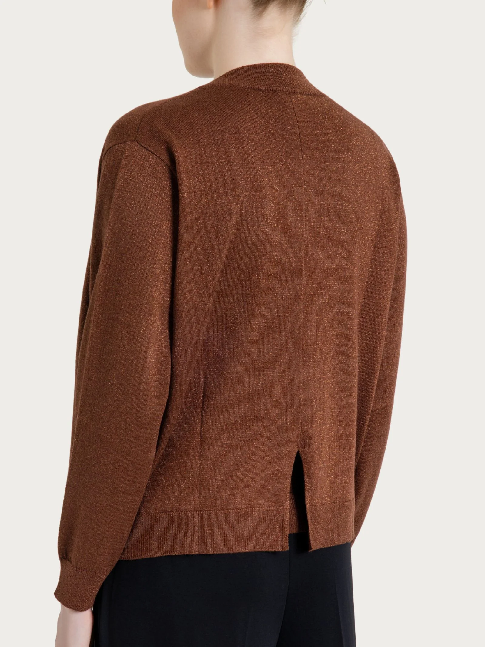 Cardigan aperto in Lurex Summertime - Cappuccino - Image 2