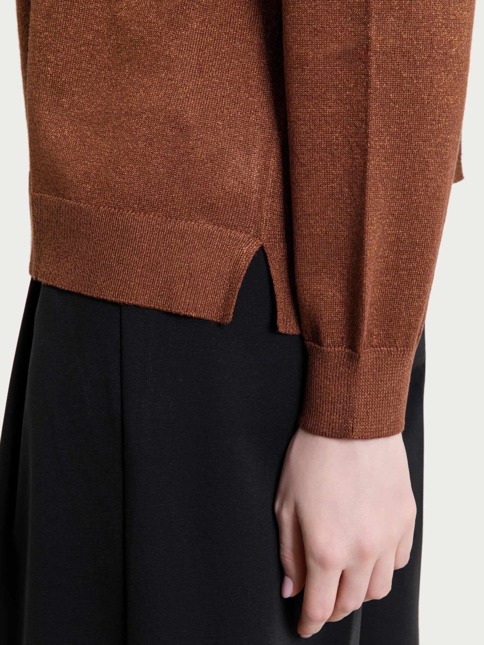 Cardigan aperto in Lurex Summertime - Cappuccino - Image 3