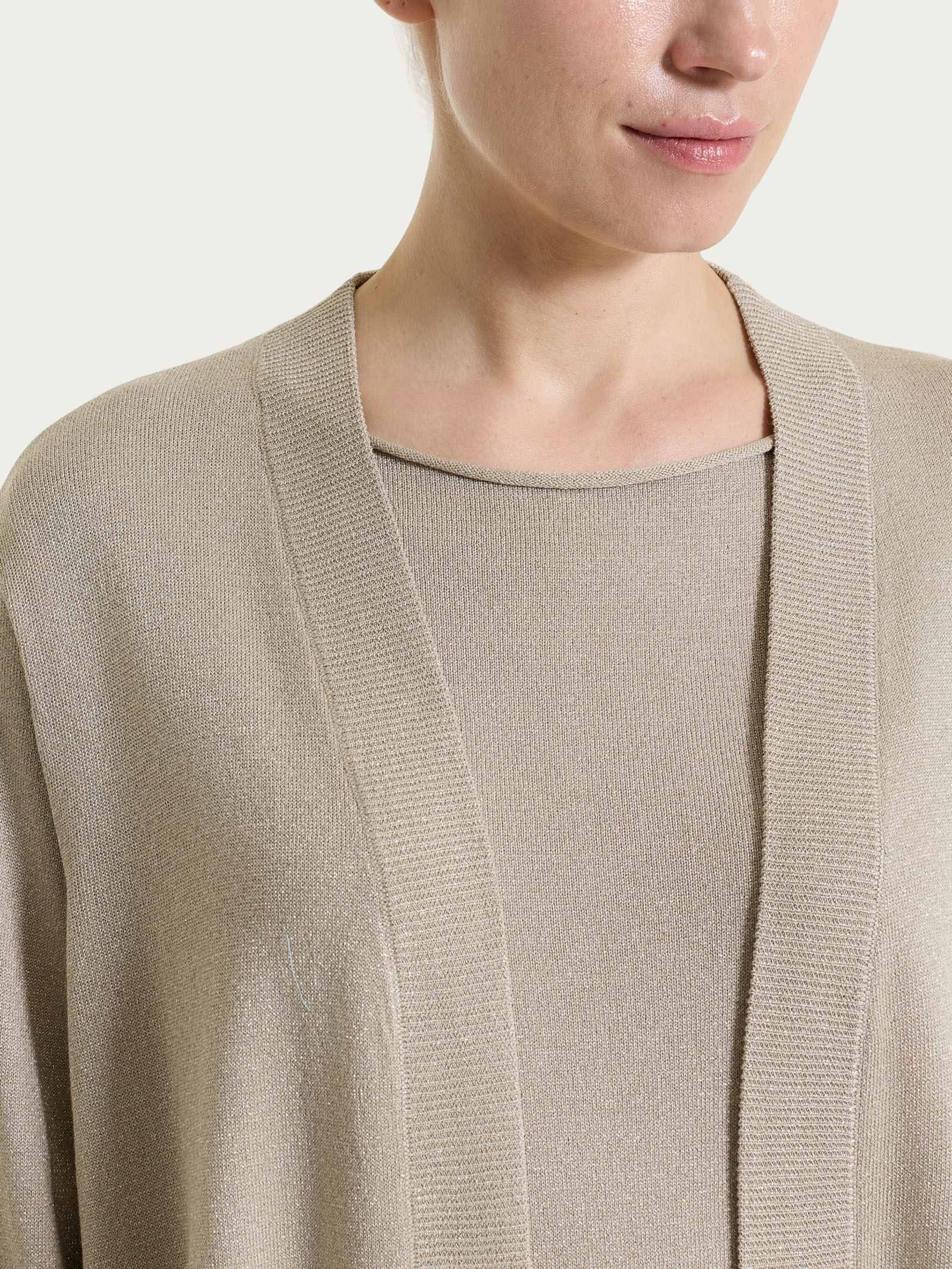Cardigan aperto in Lurex Summertime - Crockery - Image 4
